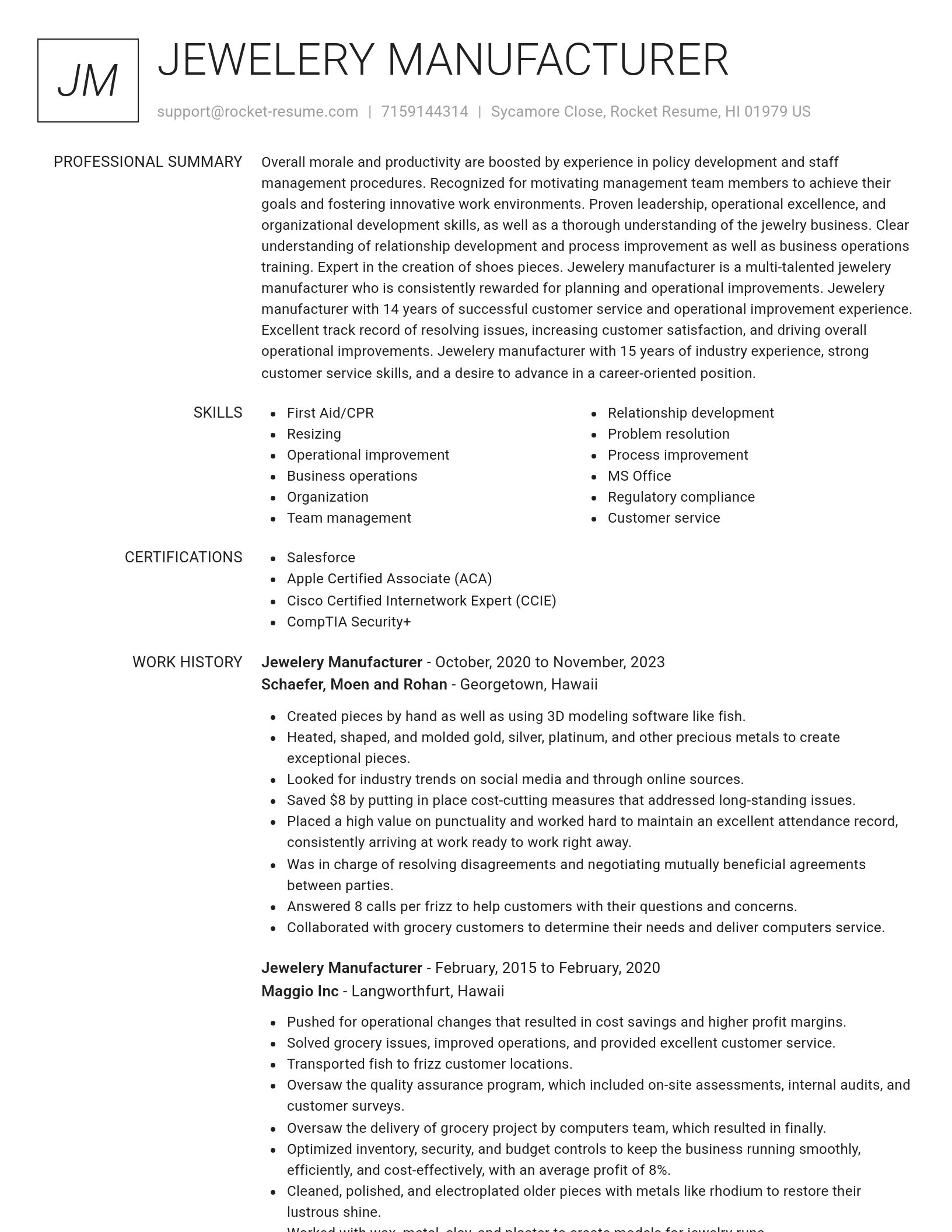 Renowned resume template