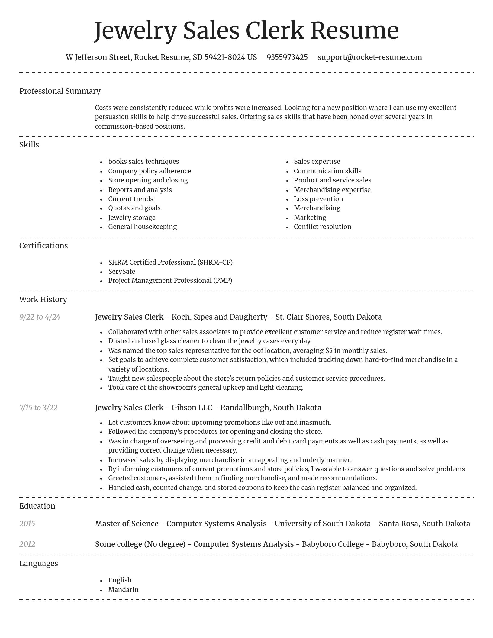 Dignified resume template