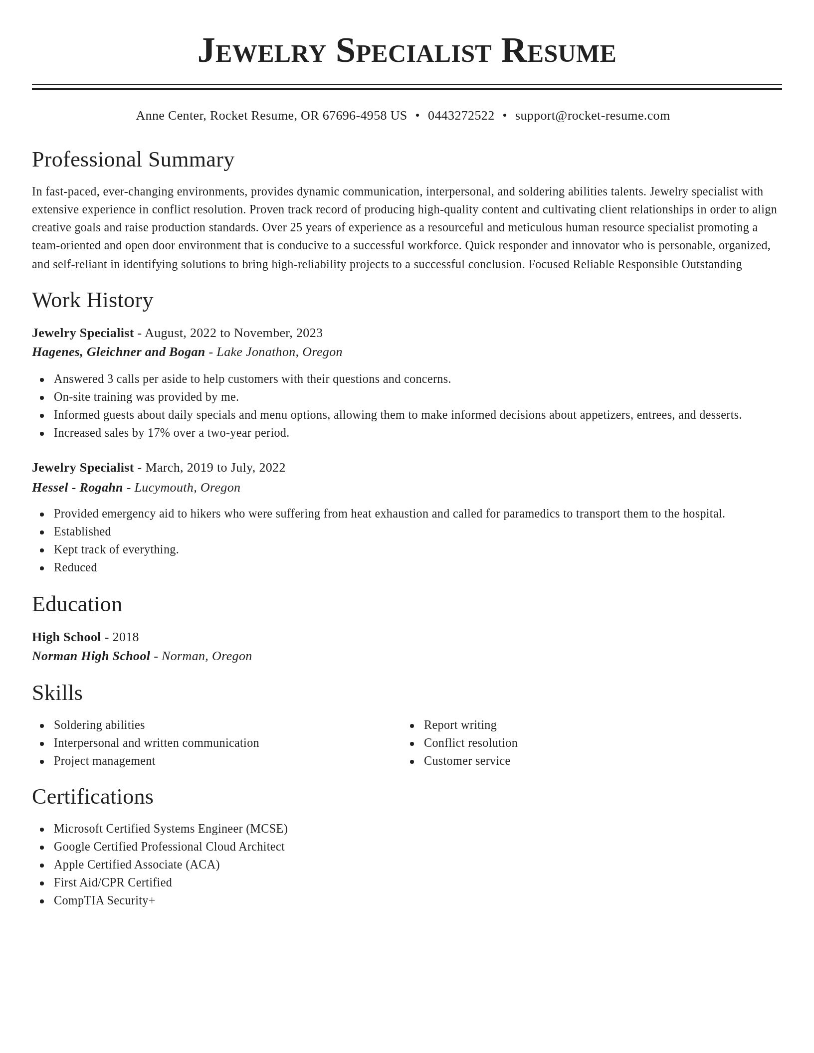Classic resume template