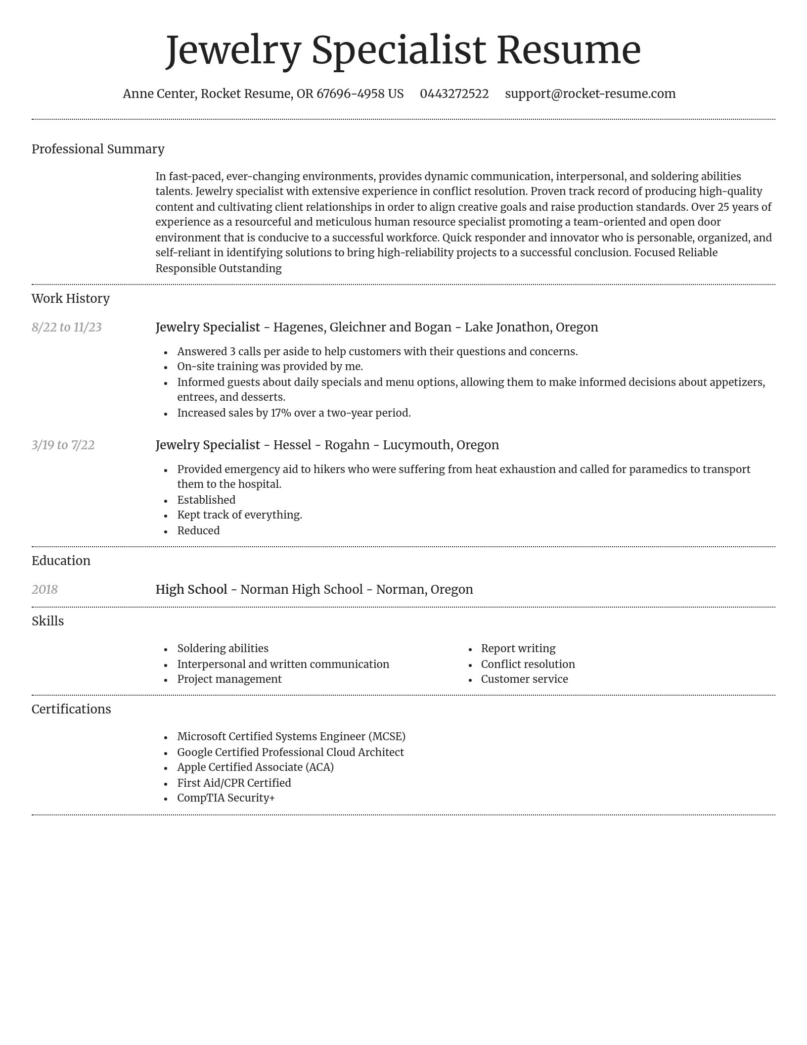 Dignified resume template
