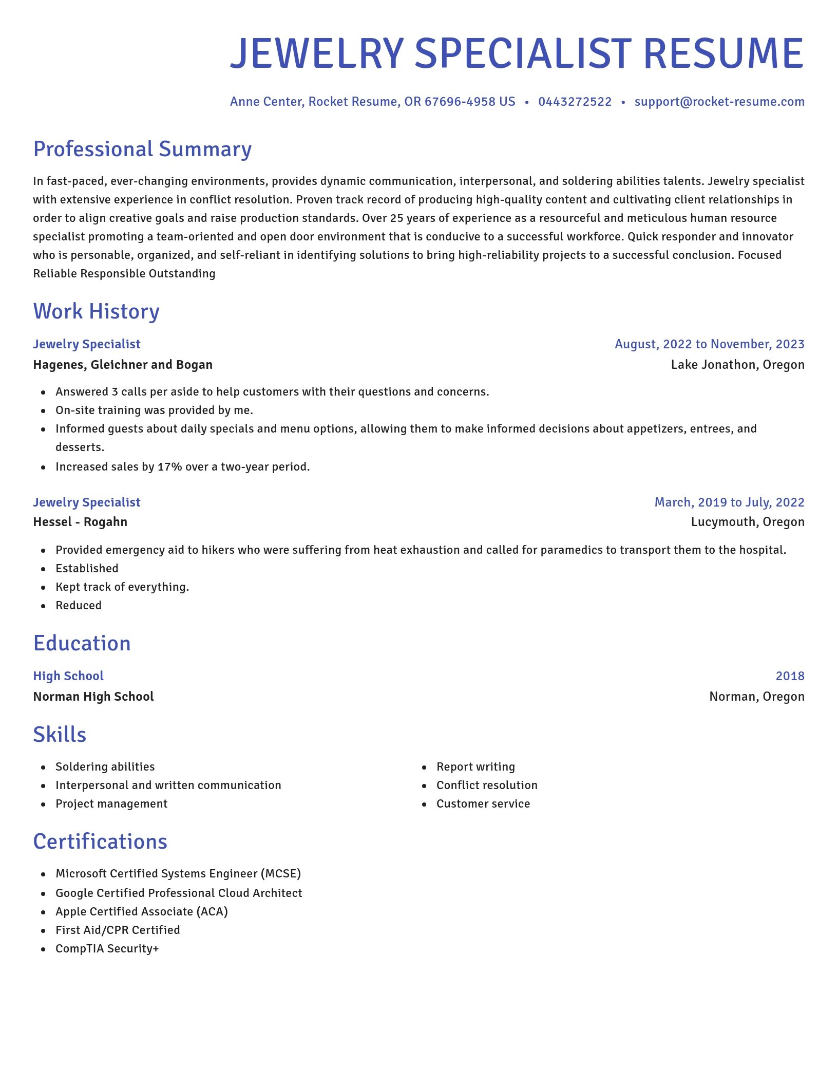 Novel resume template