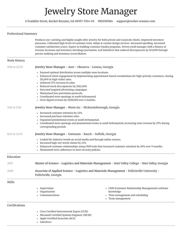 Dignified resume template