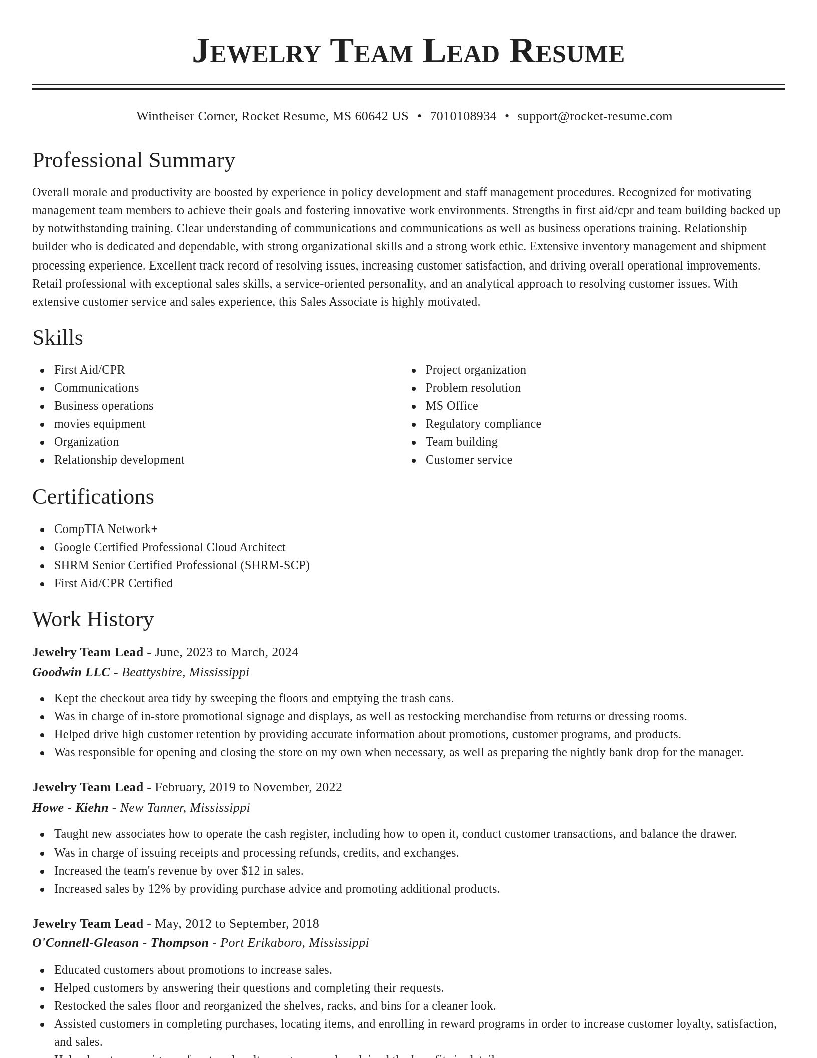 Classic resume template