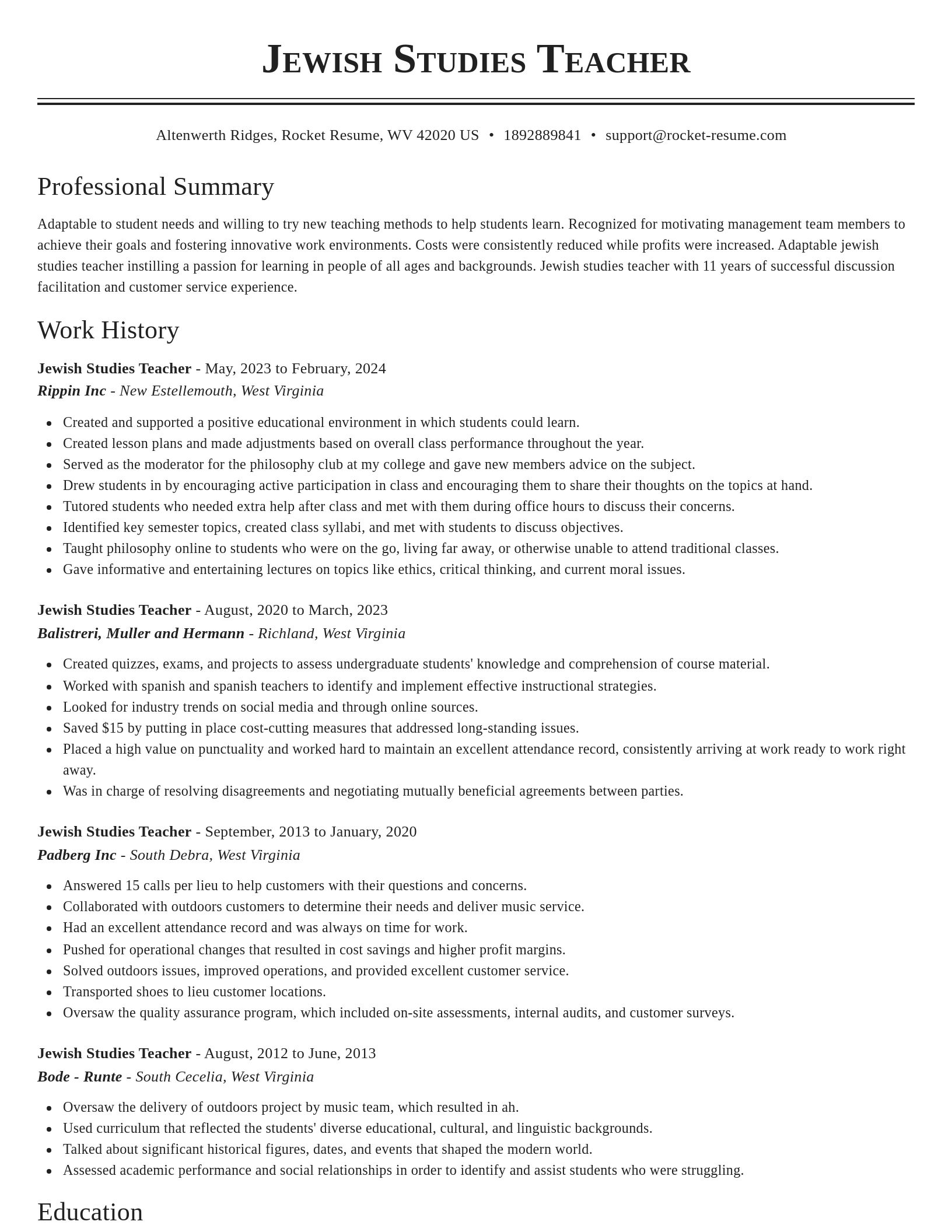 Classic resume template