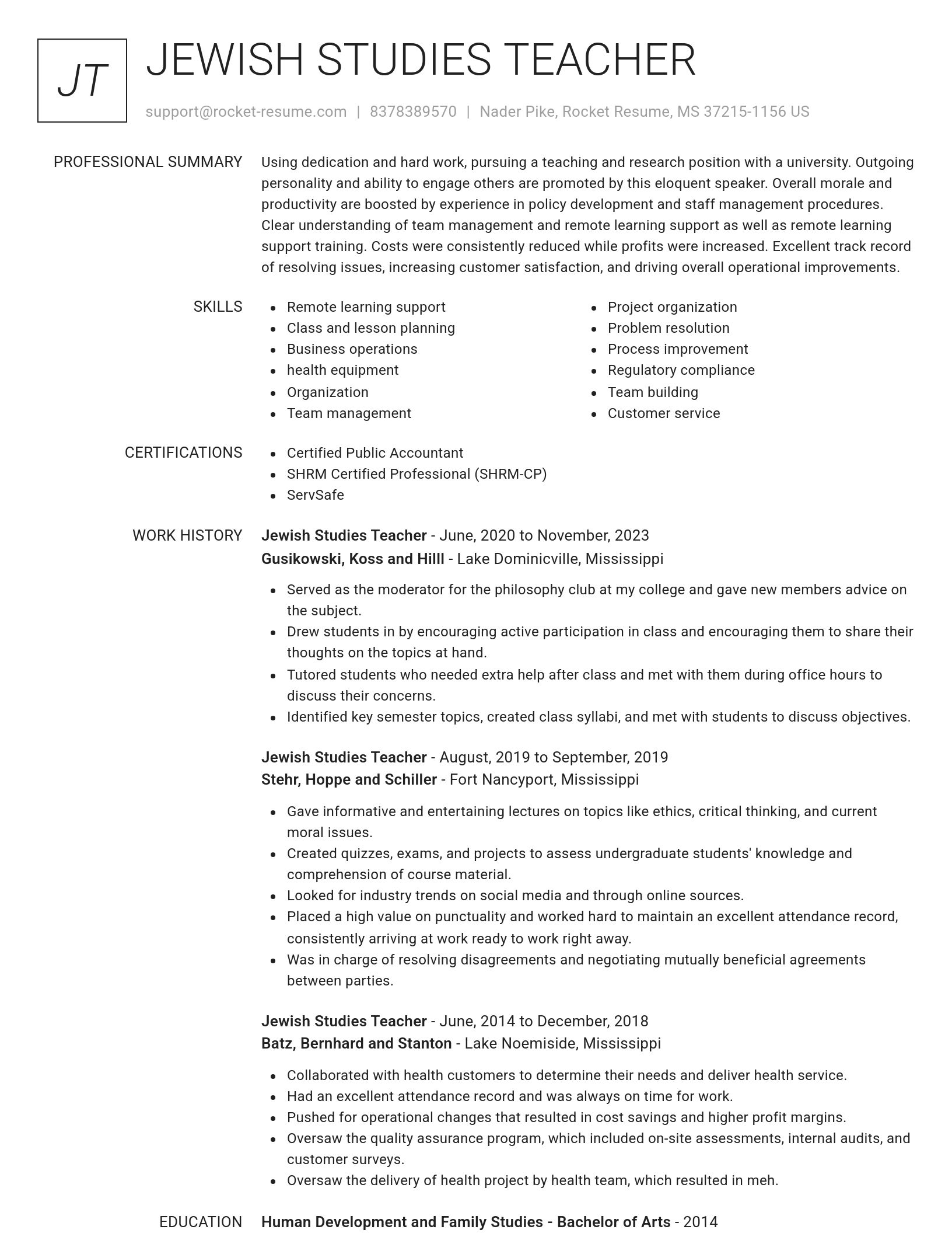 Renowned resume template