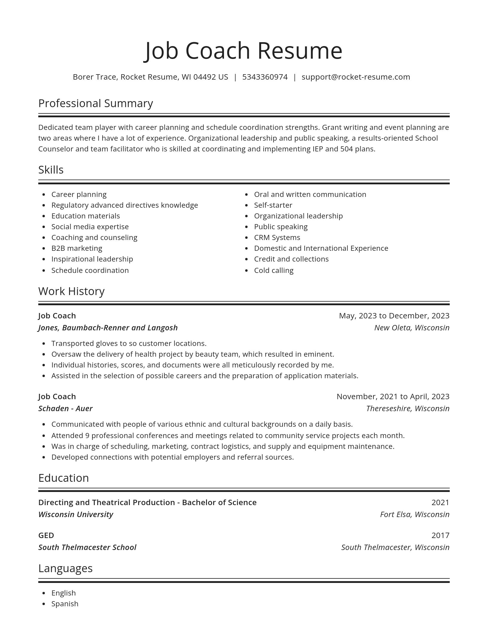 Spotlight resume template