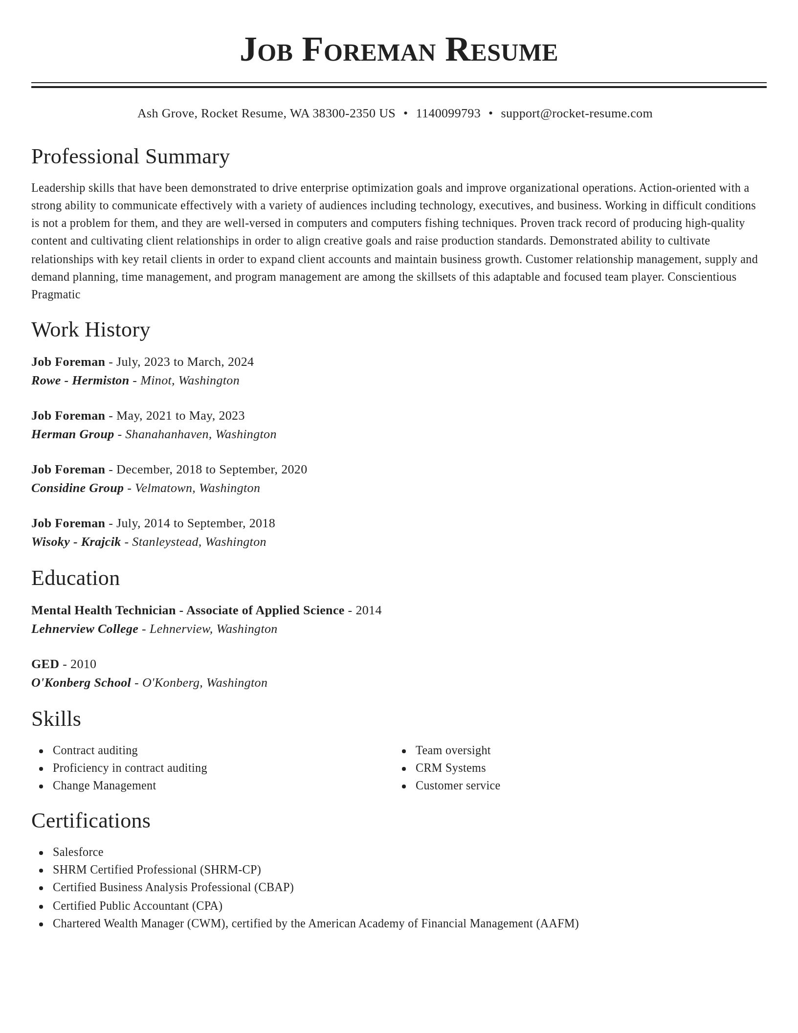 Classic resume template