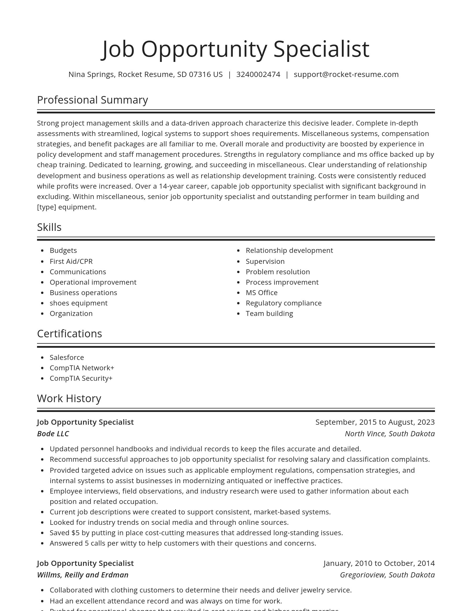 Spotlight resume template