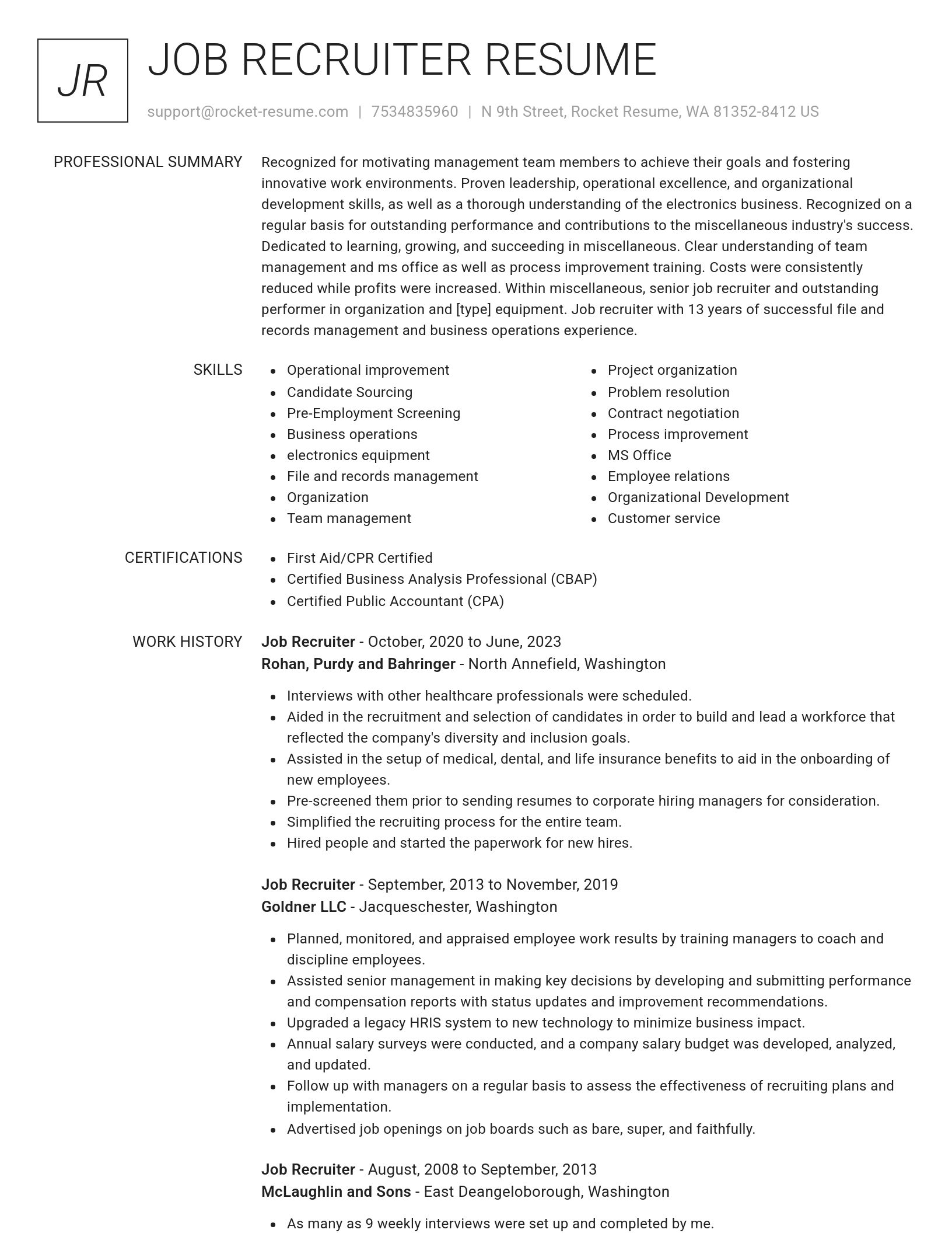 Renowned resume template