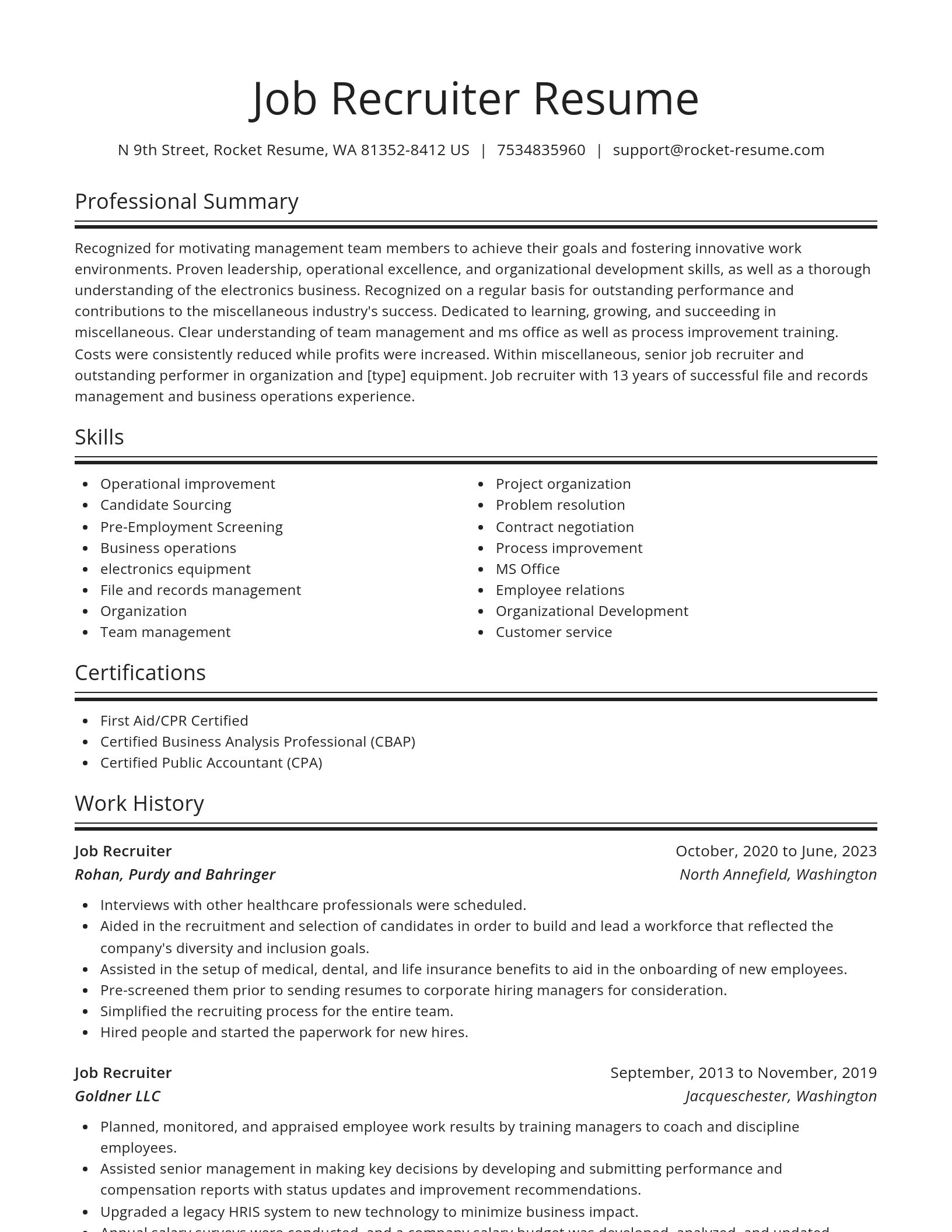 Spotlight resume template