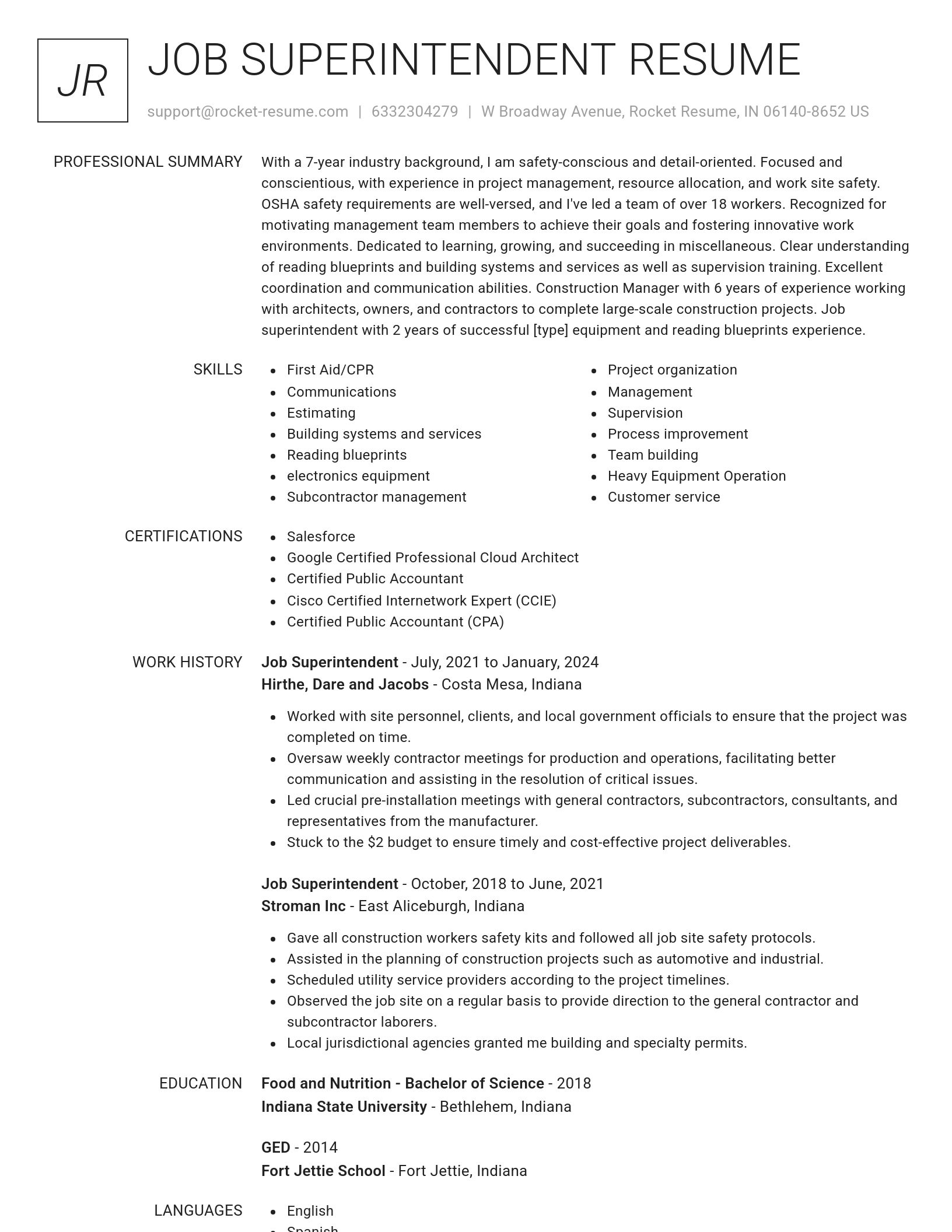 Renowned resume template