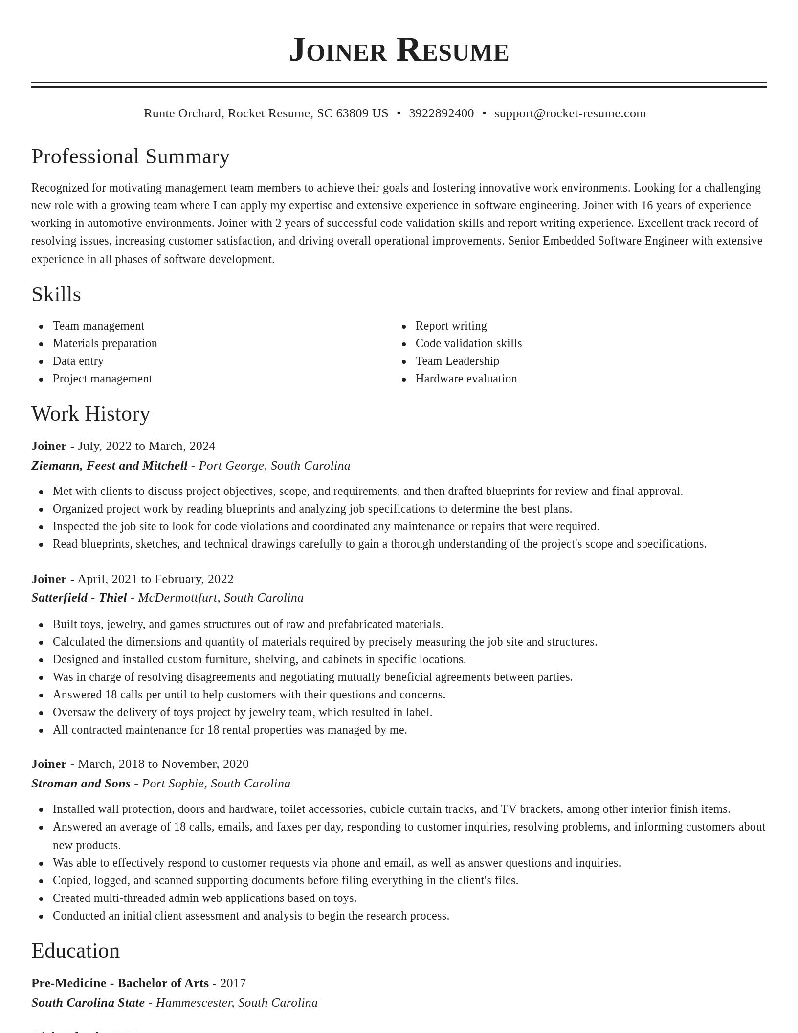 Classic resume template