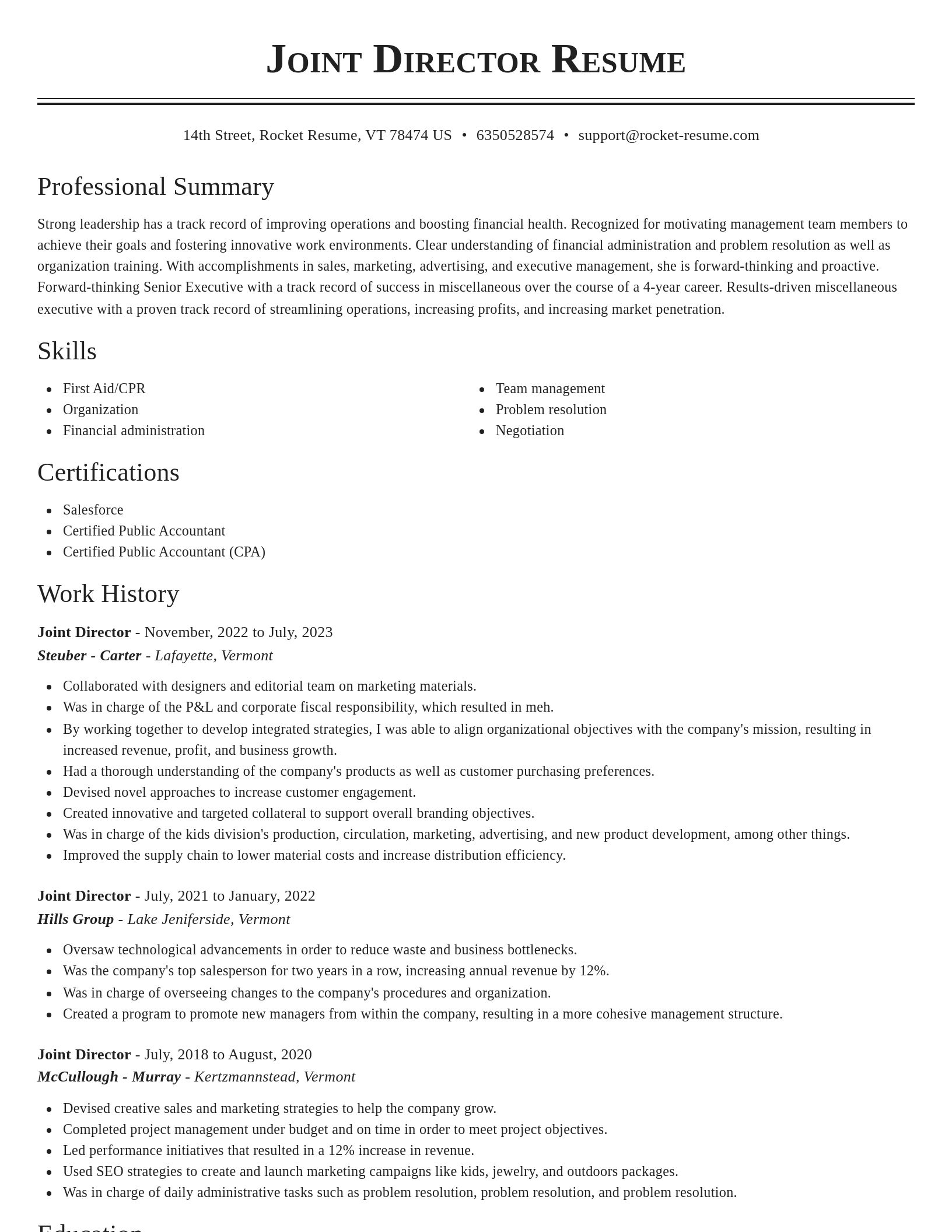 Classic resume template