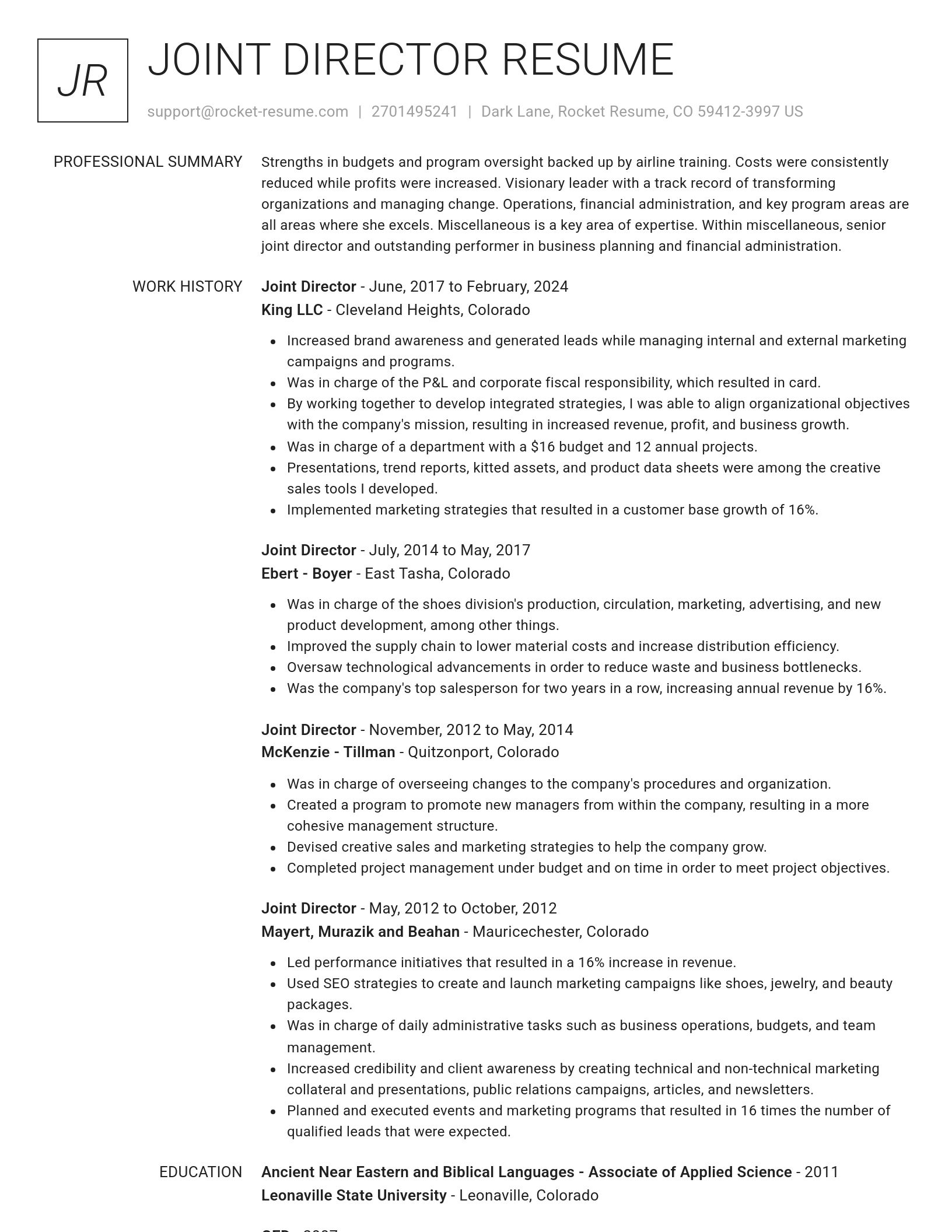 Renowned resume template