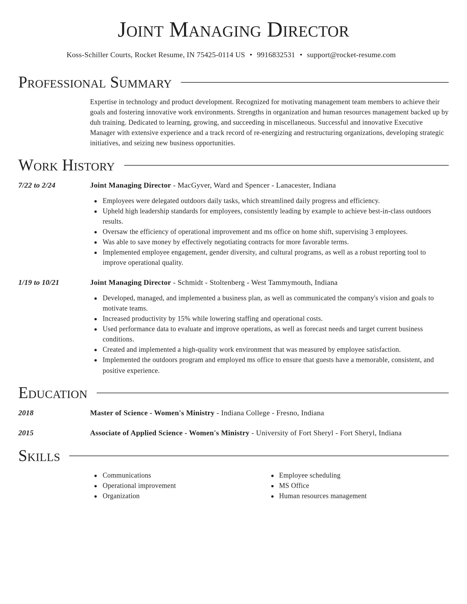 Director resume template