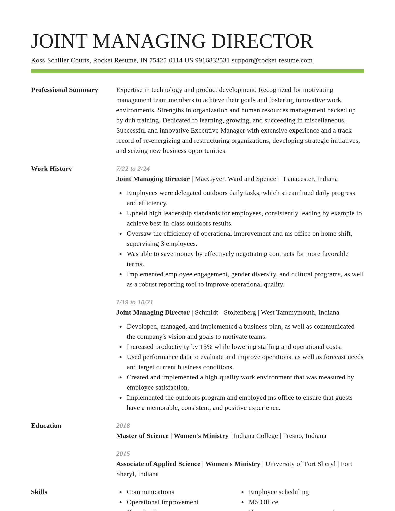 Smart resume template