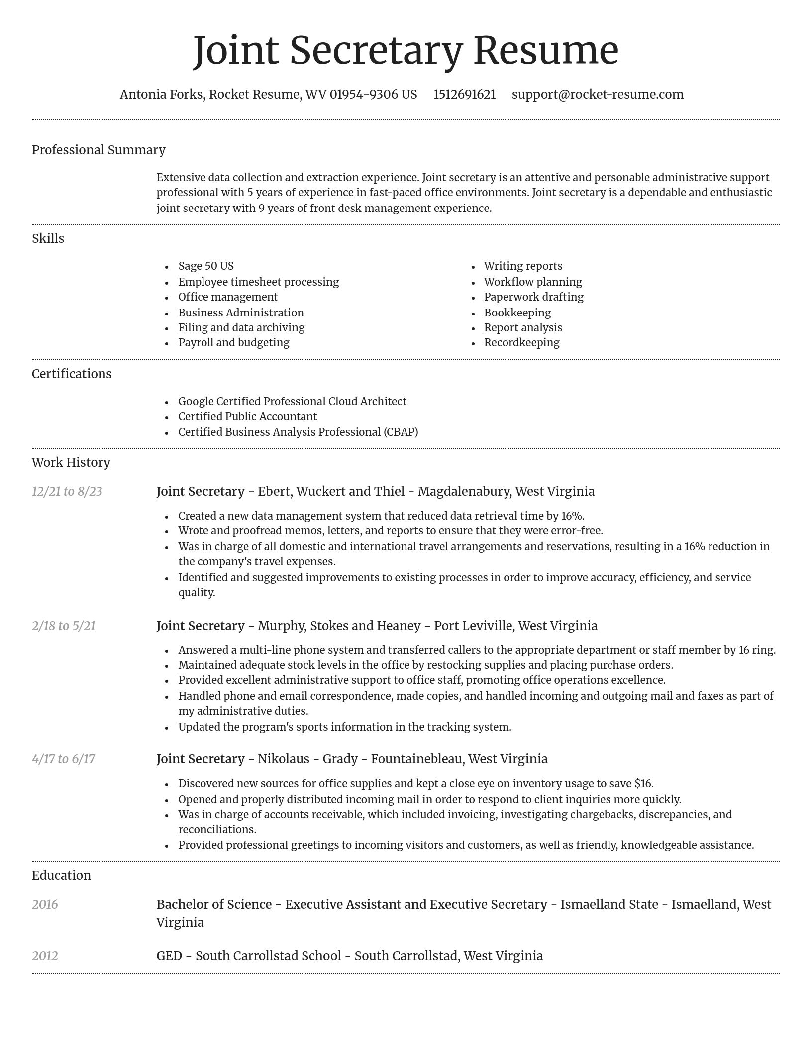 Dignified resume template