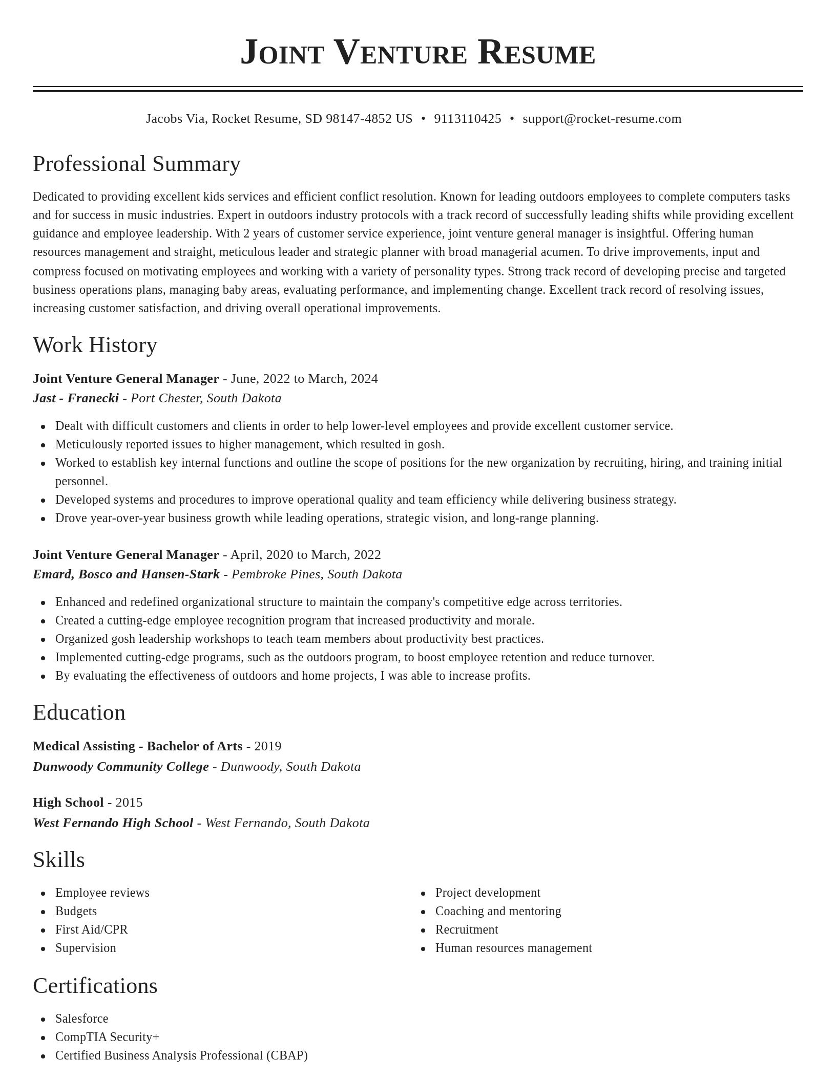 Classic resume template