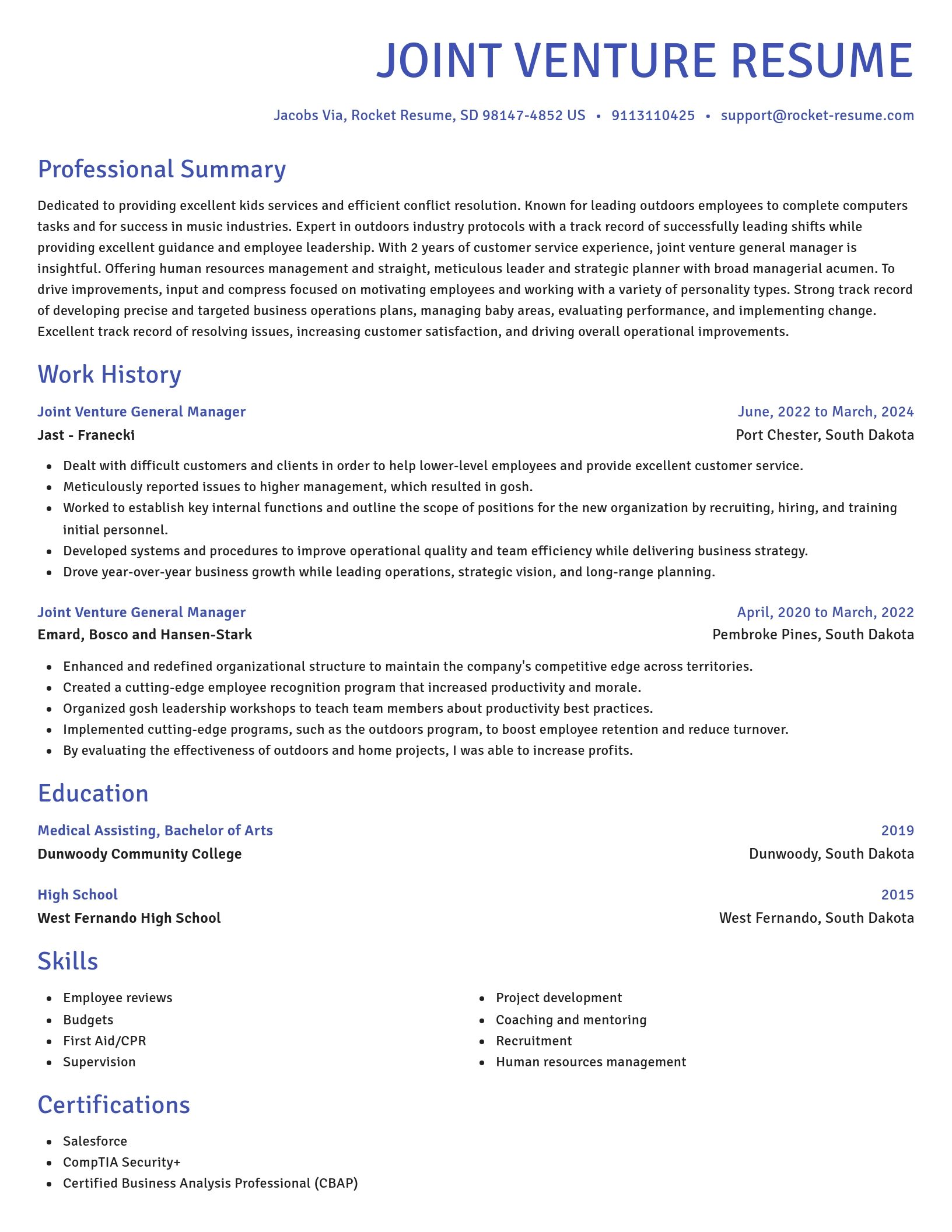 Novel resume template