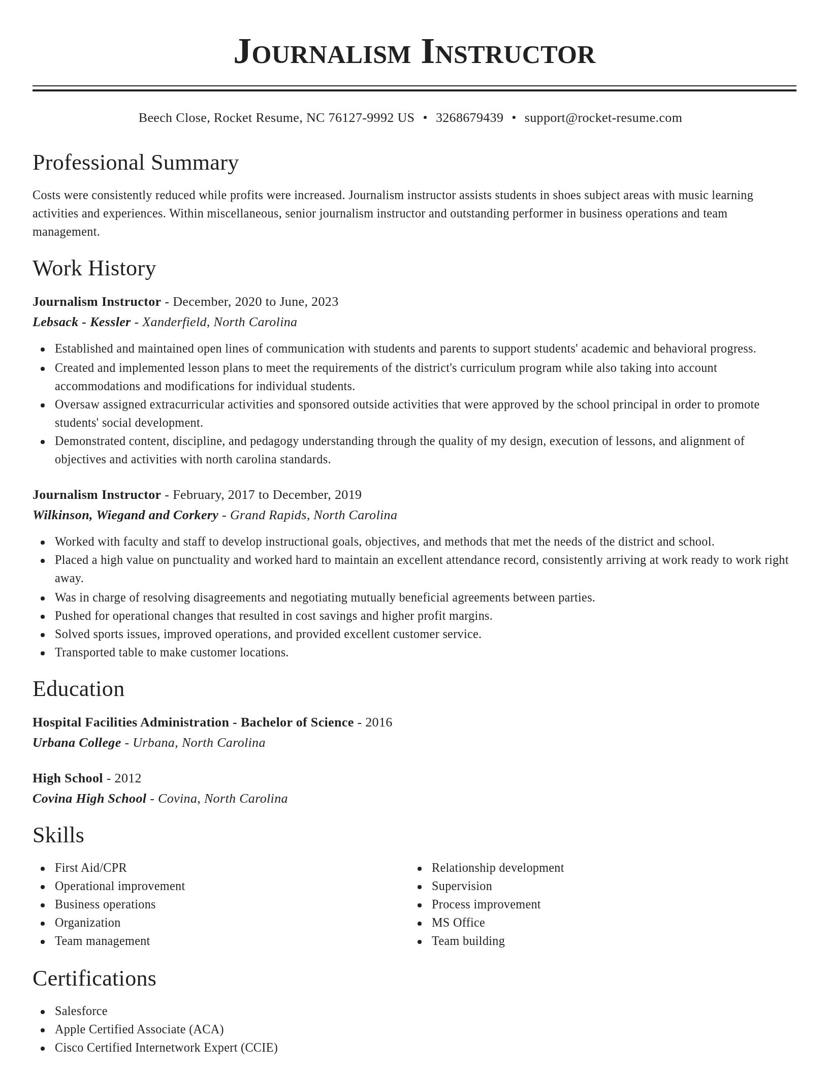 Classic resume template