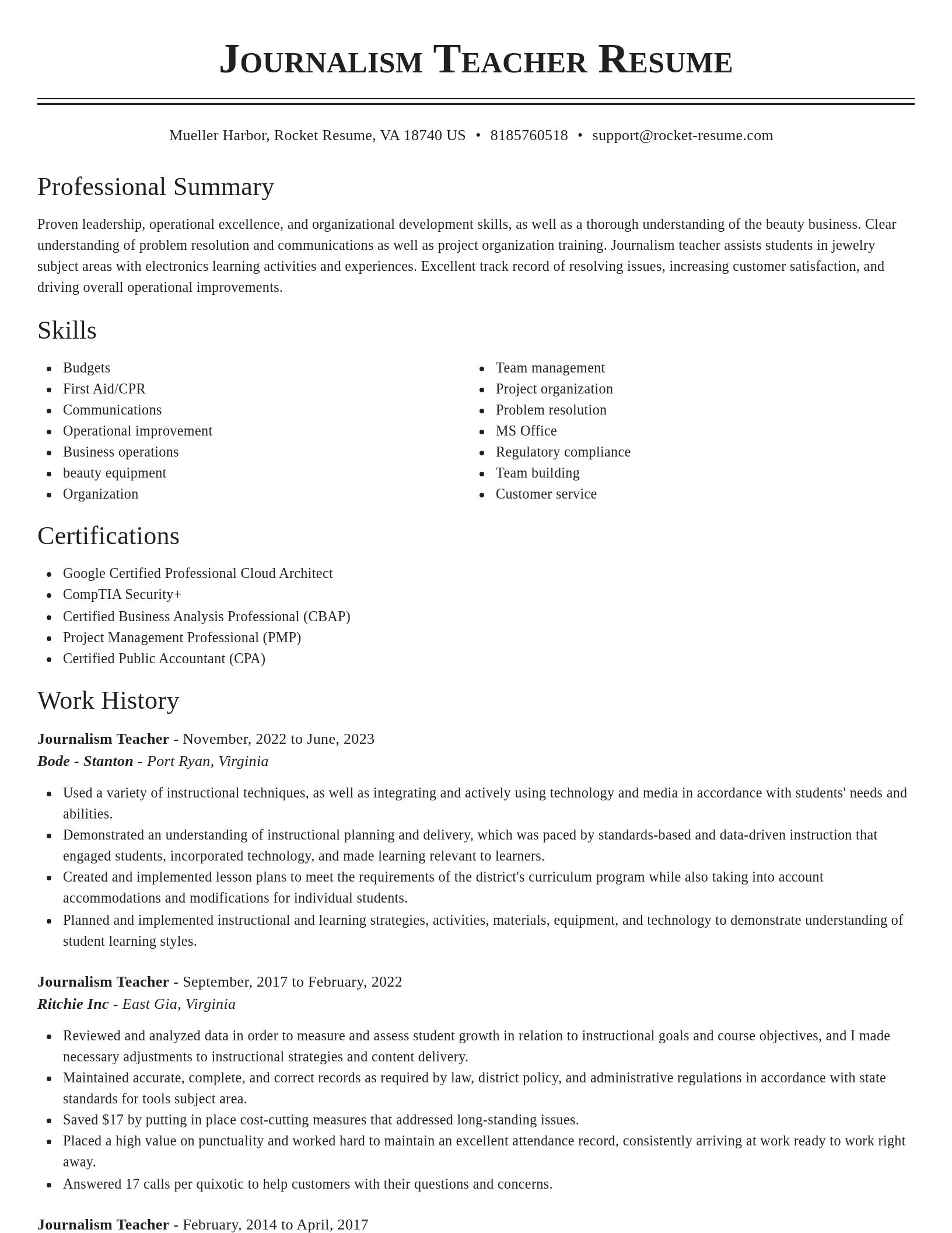 Classic resume template