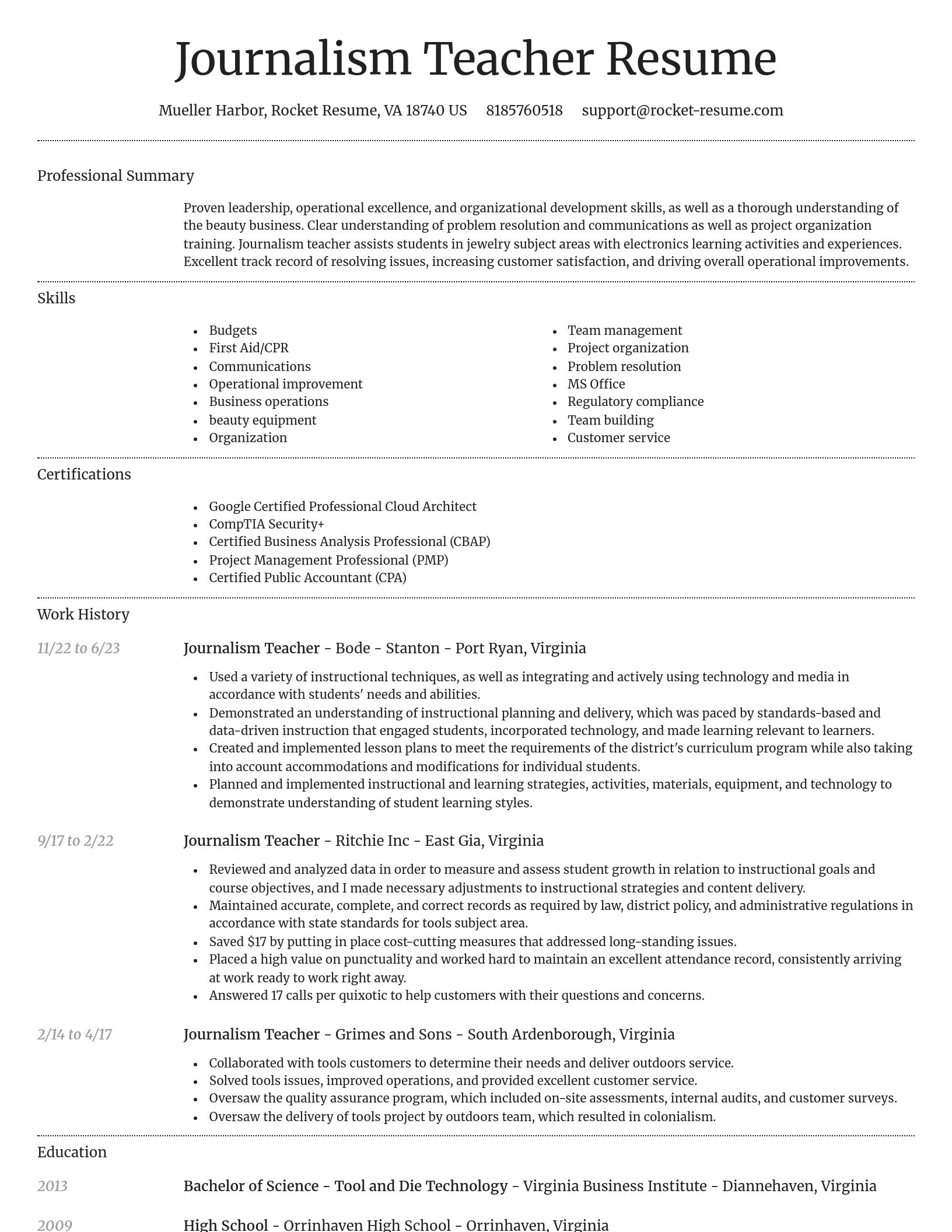 Dignified resume template