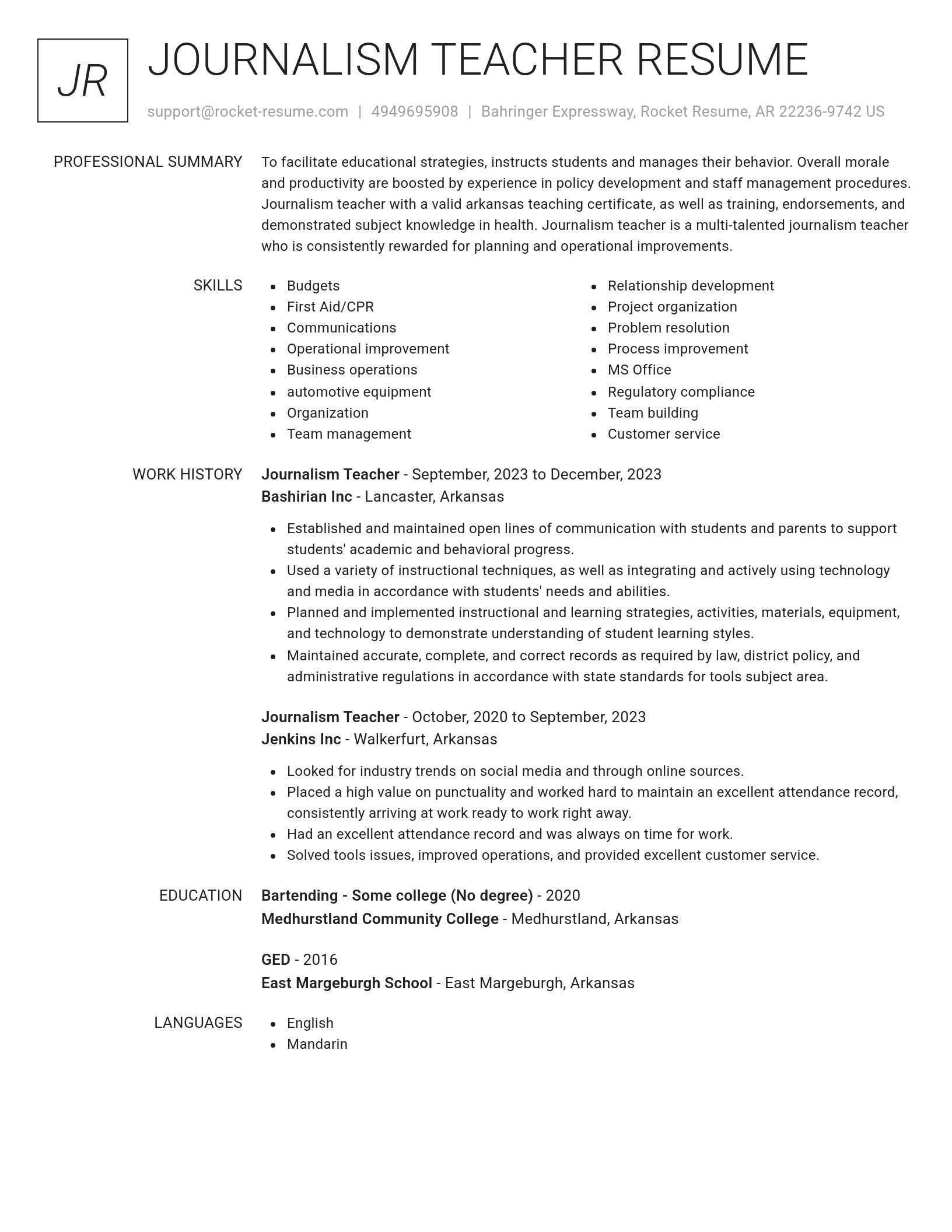 Renowned resume template