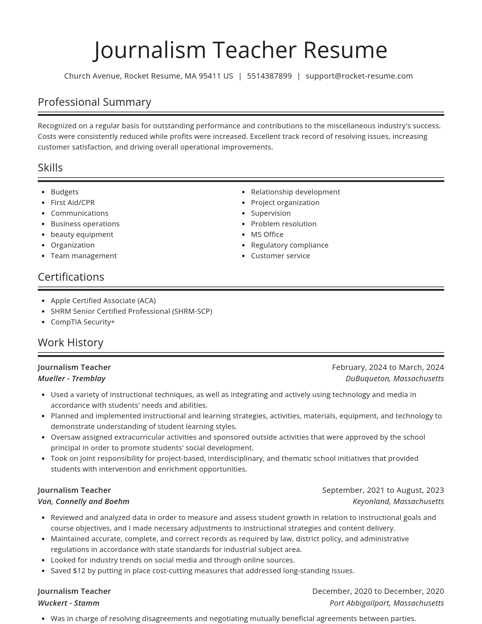 Spotlight resume template