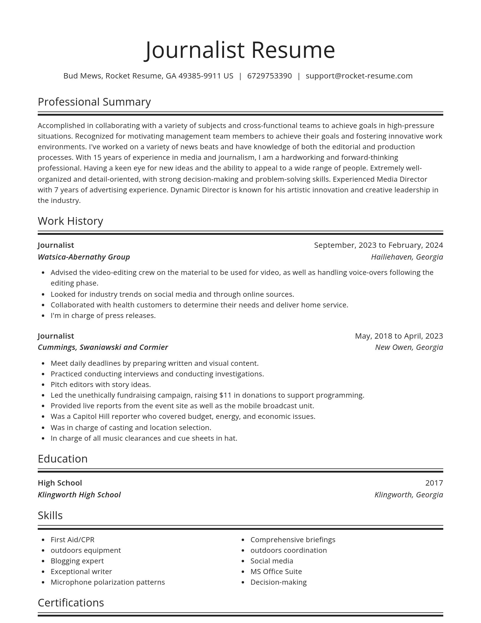 Spotlight resume template