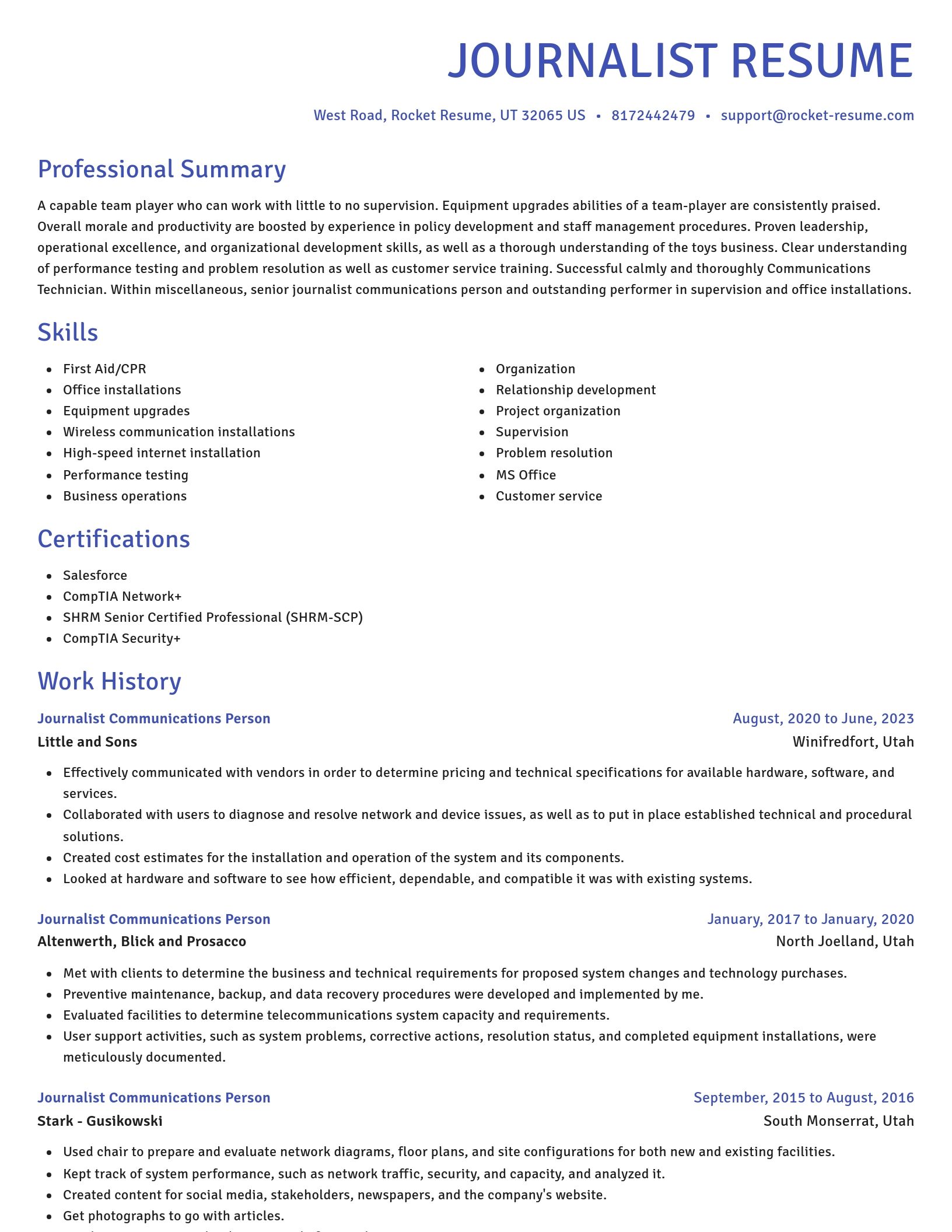 Novel resume template
