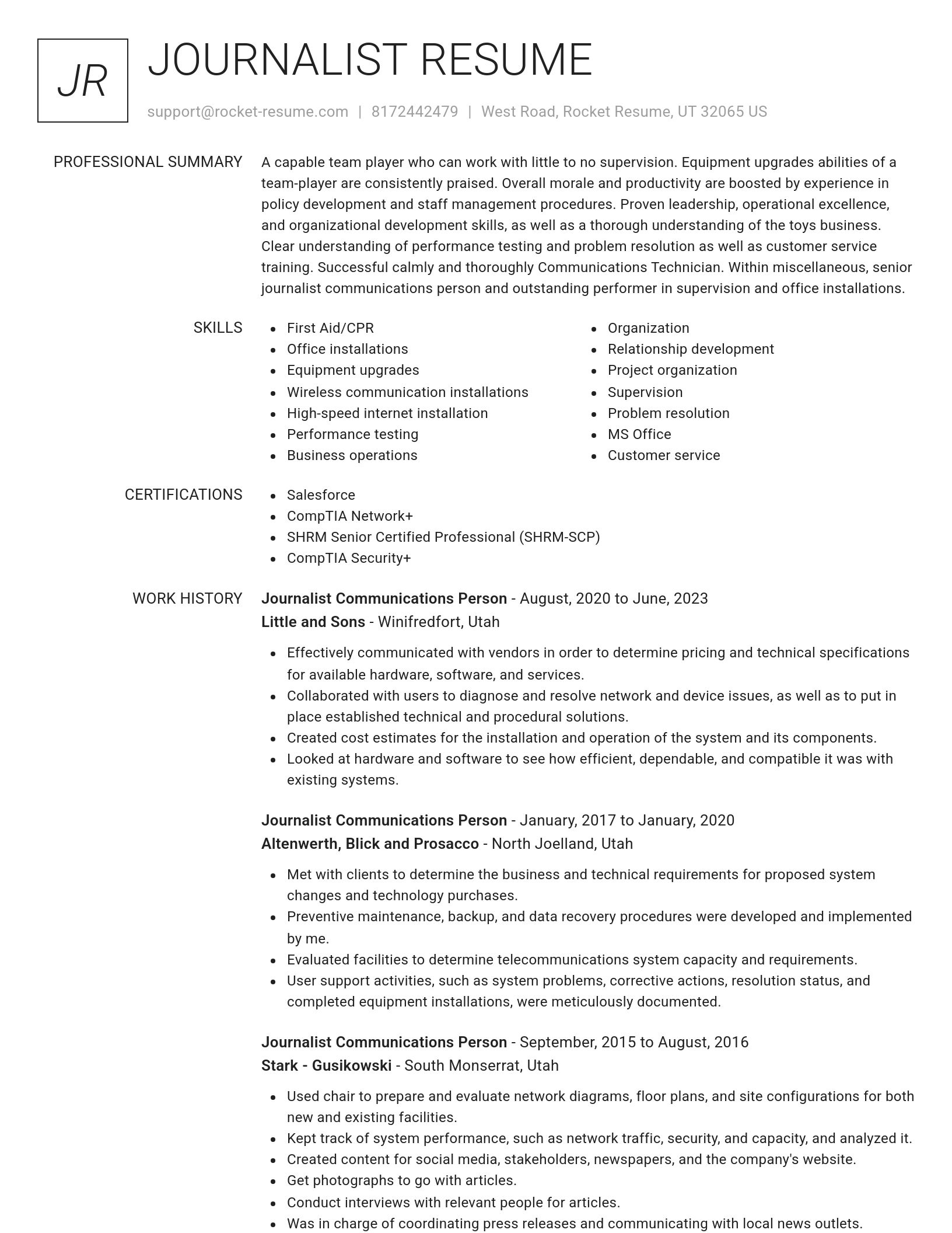 Renowned resume template
