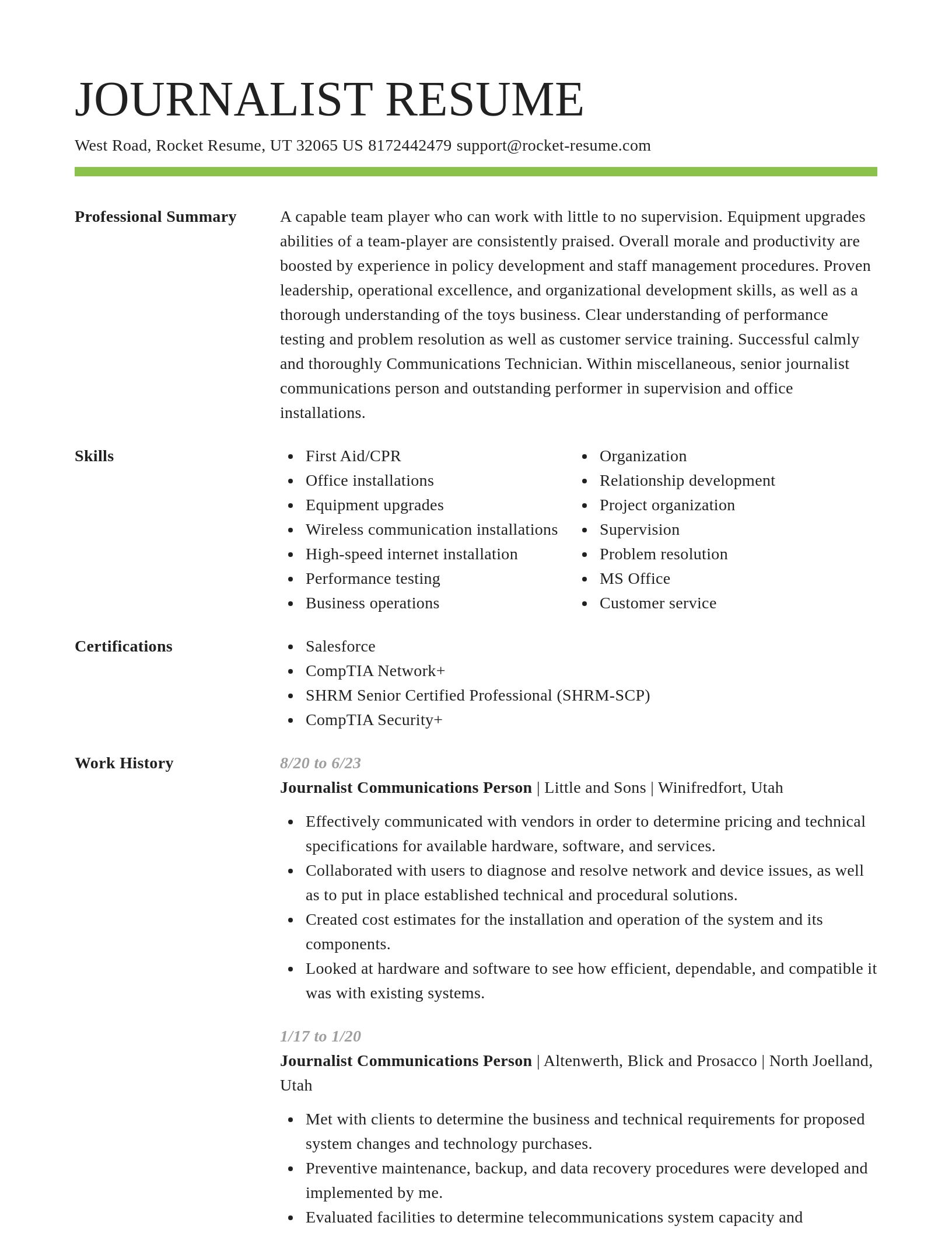 Smart resume template