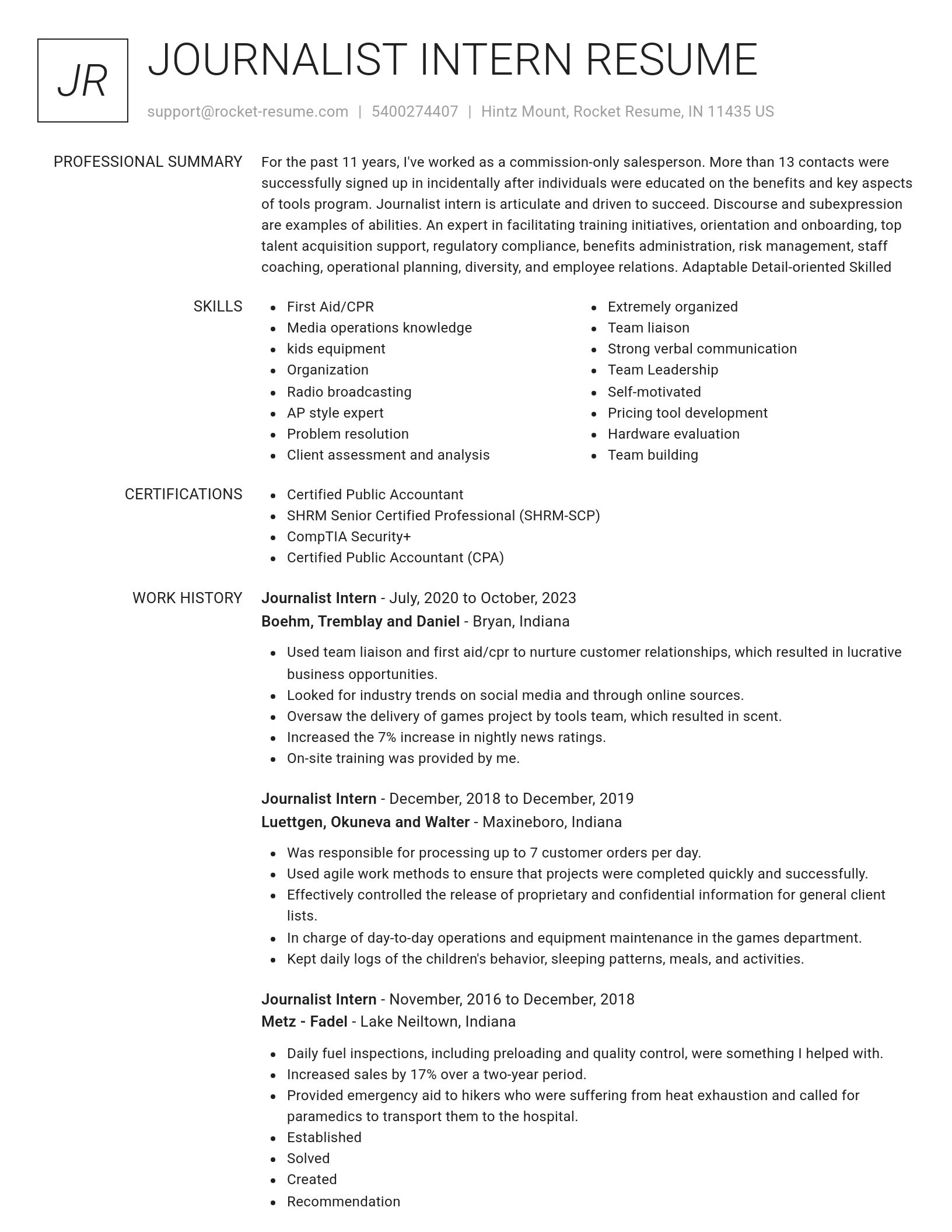 Renowned resume template