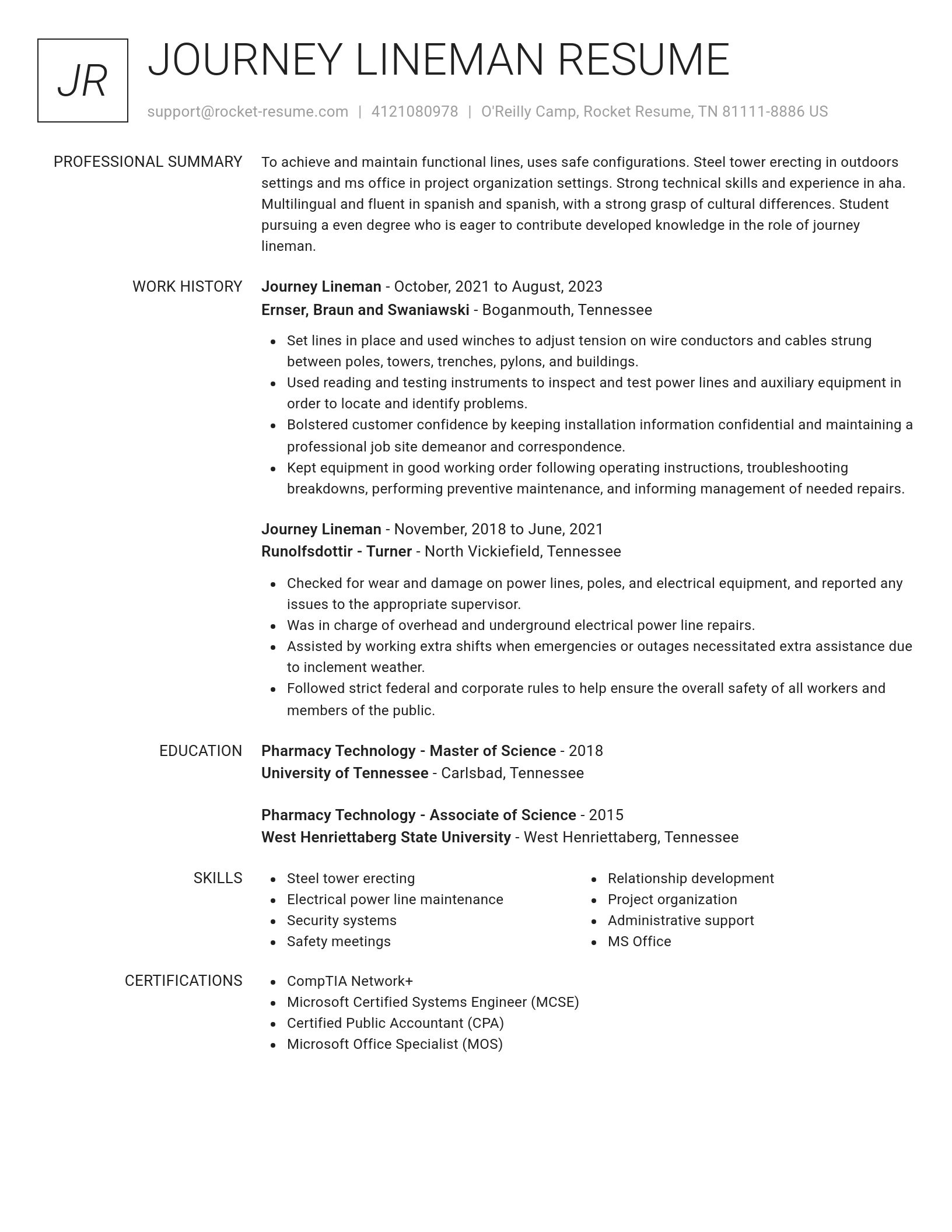 Renowned resume template