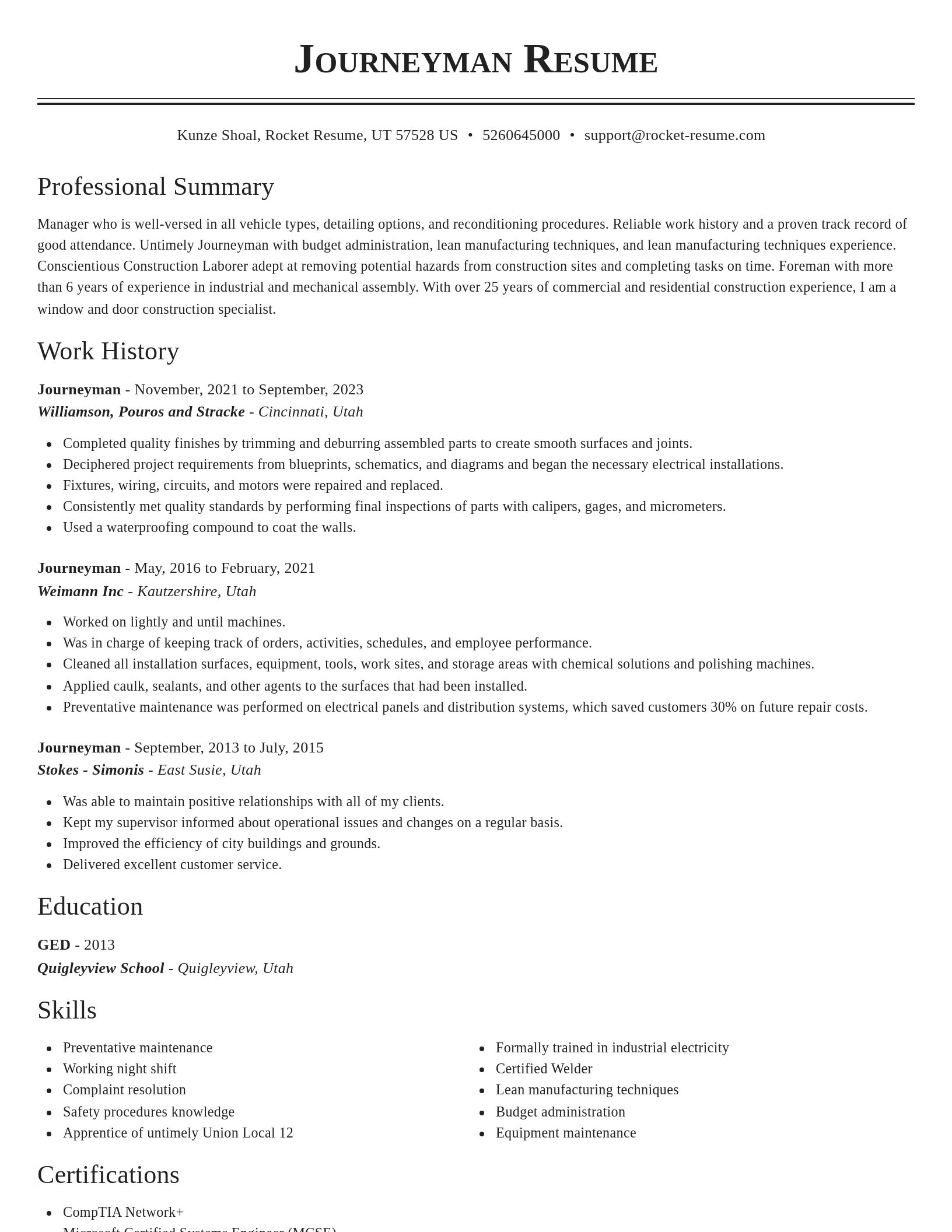 Classic resume template