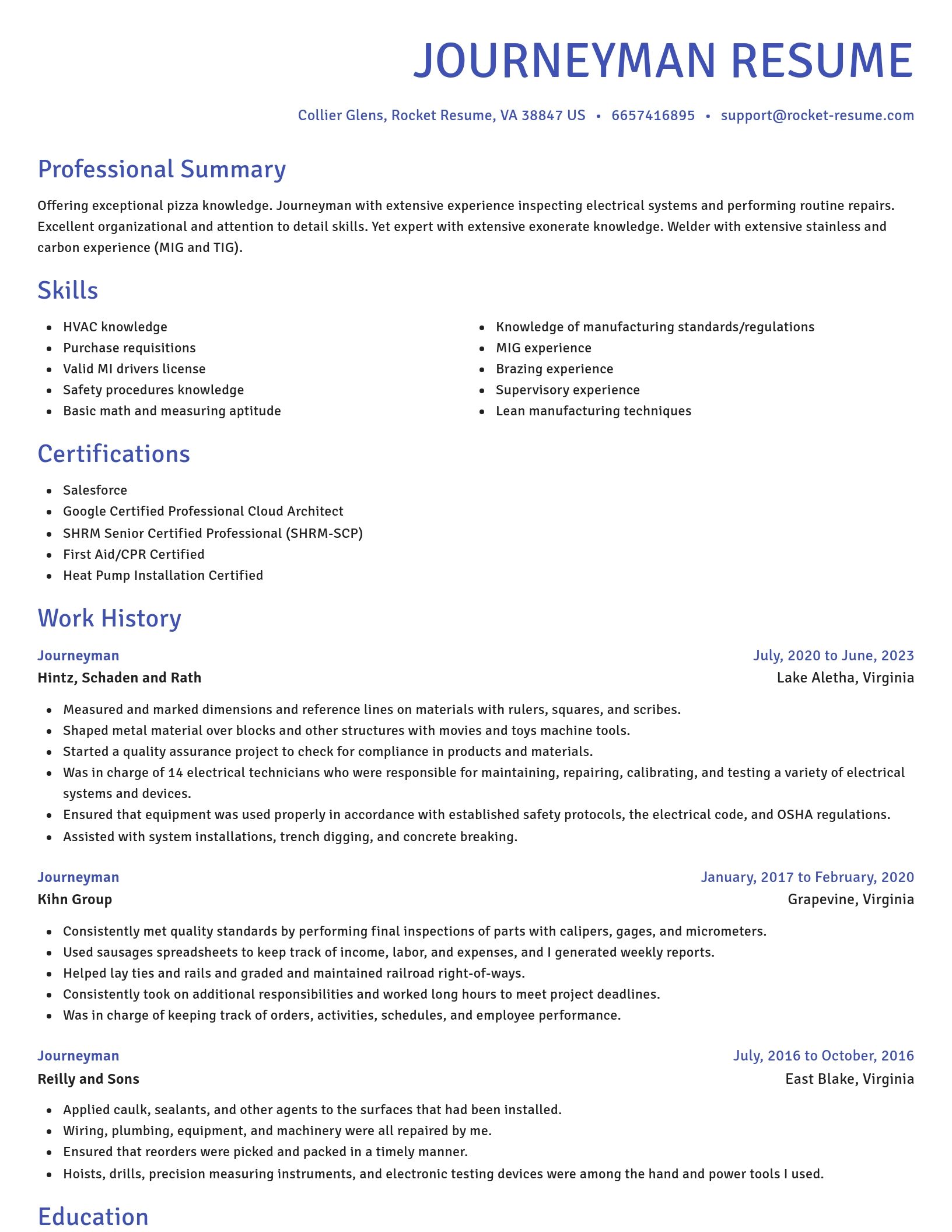 Novel resume template