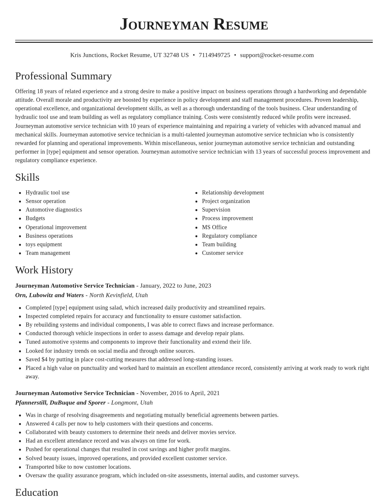 Classic resume template