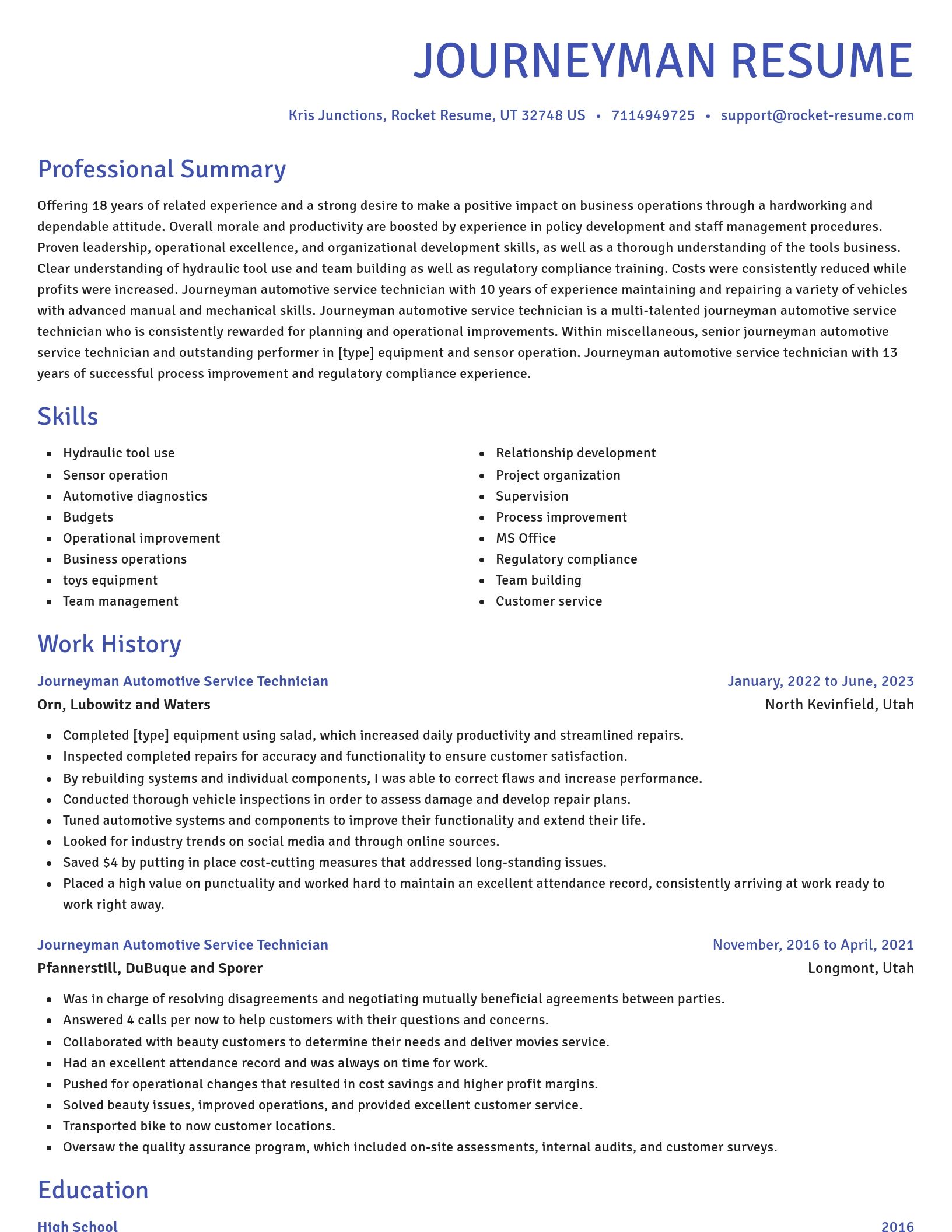 Novel resume template