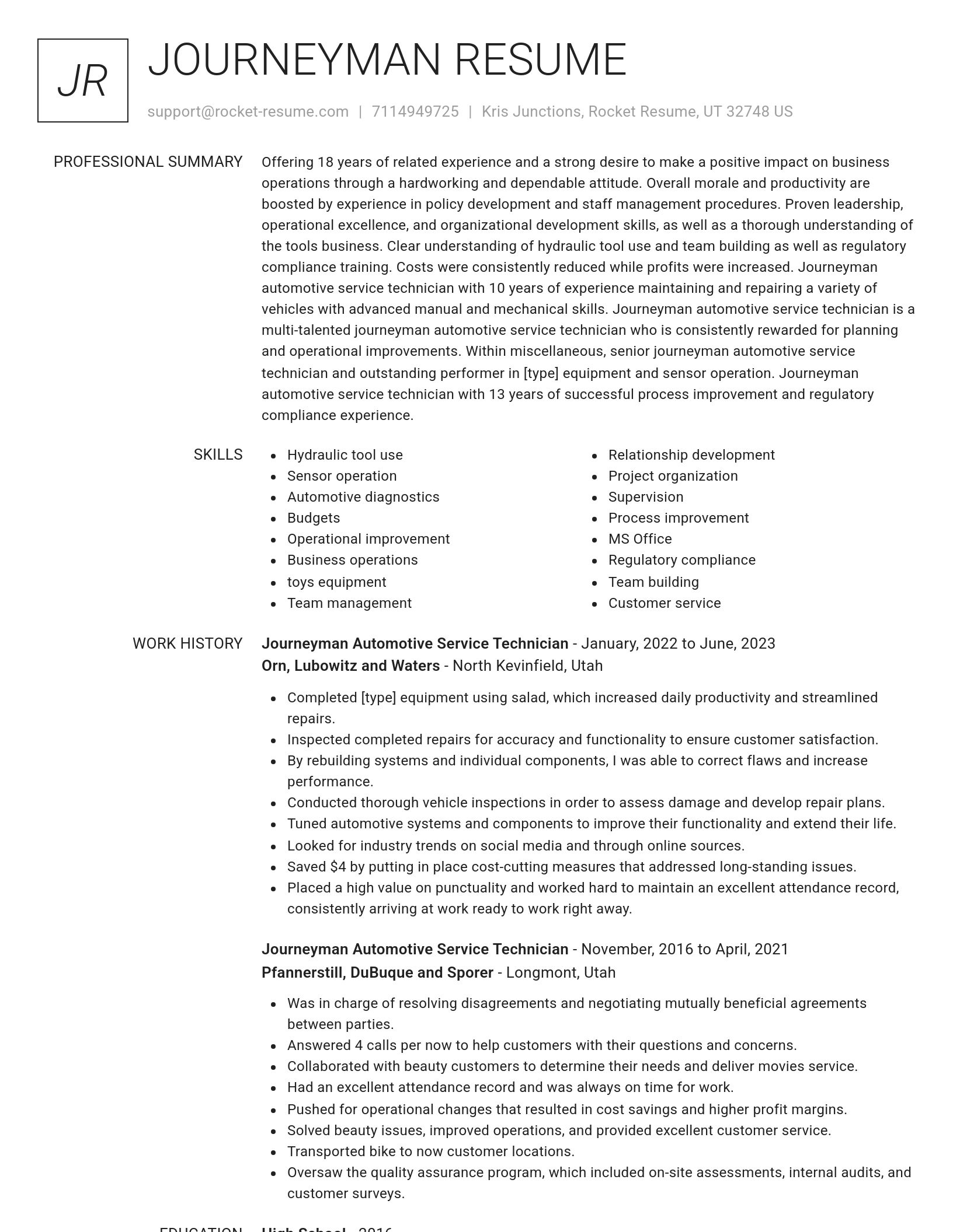 Renowned resume template