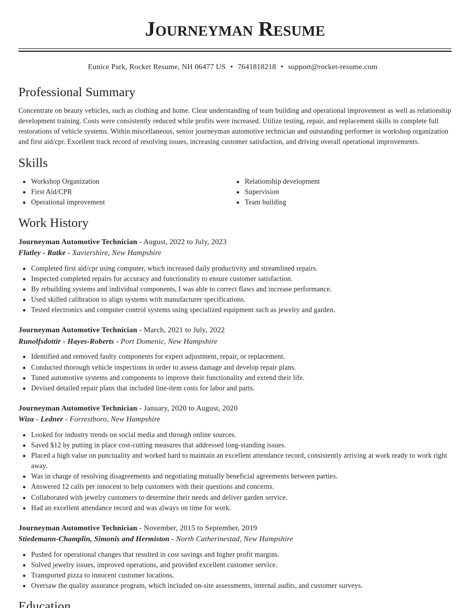 Classic resume template