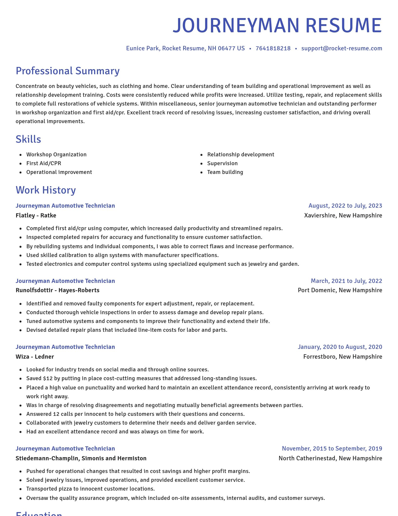 Novel resume template