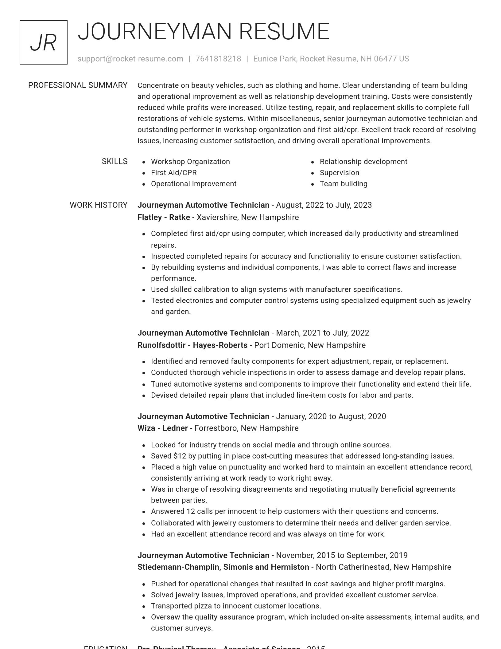Renowned resume template