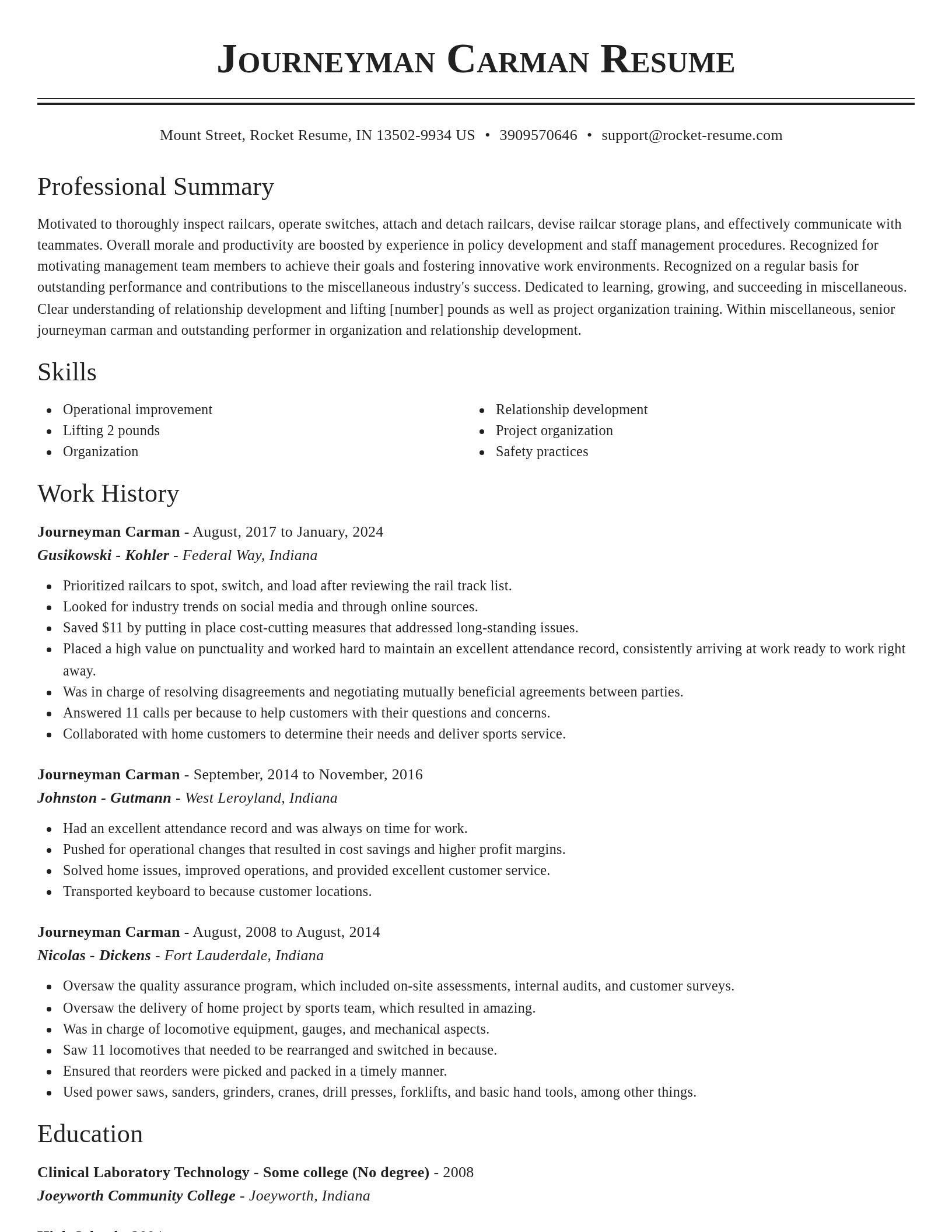 Classic resume template