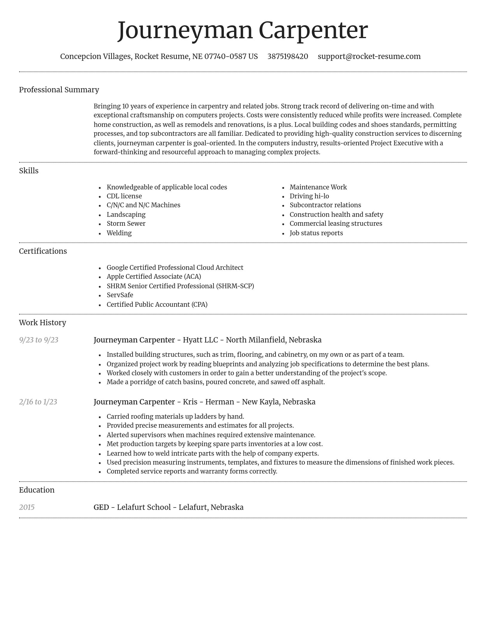 Dignified resume template