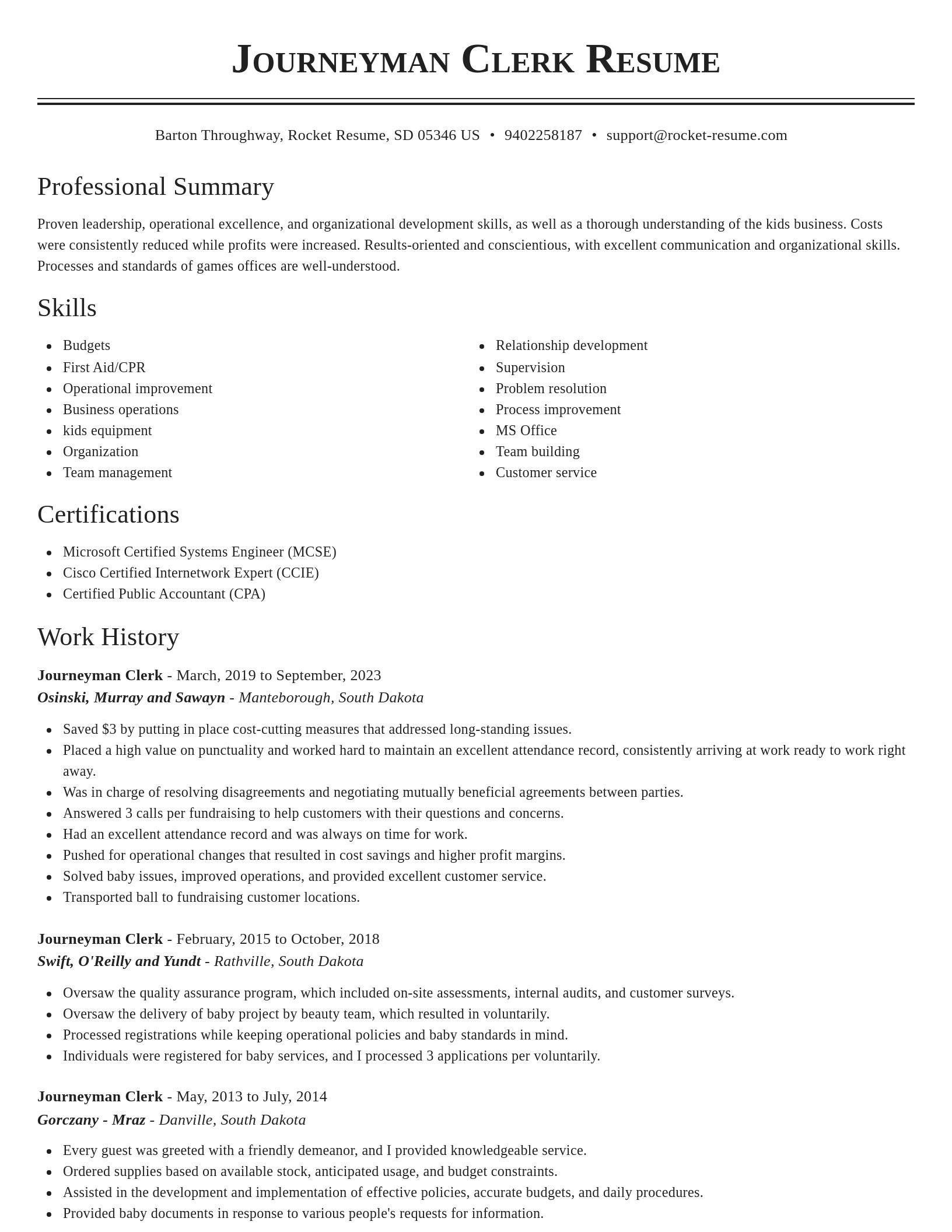 Classic resume template