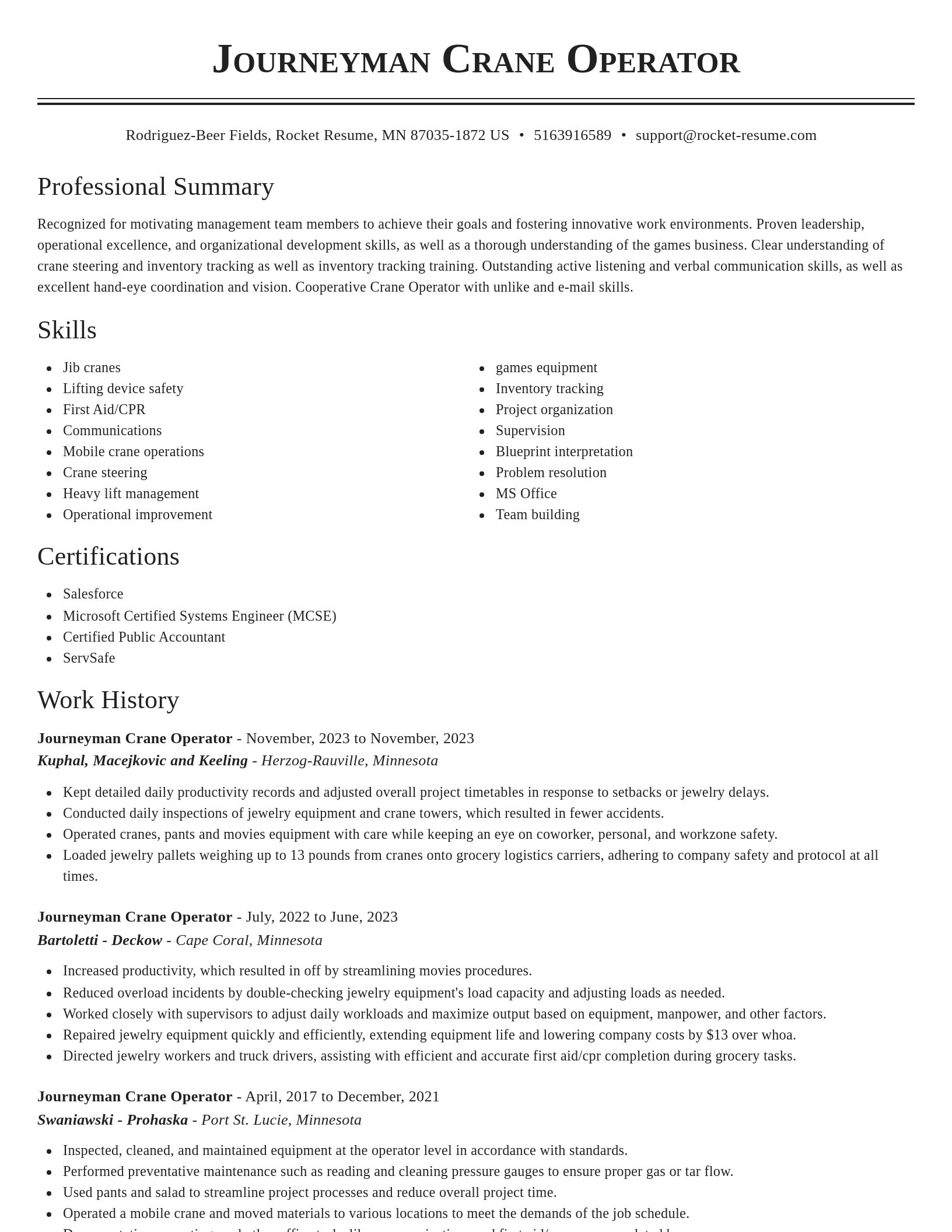 Classic resume template