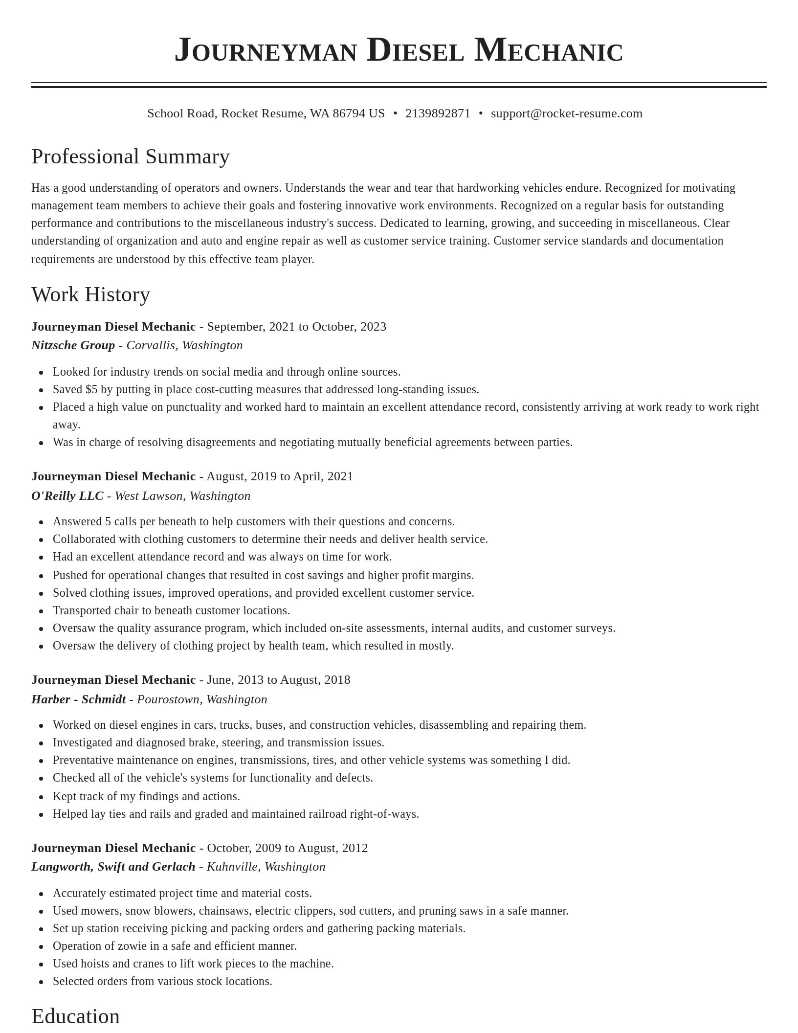 Classic resume template