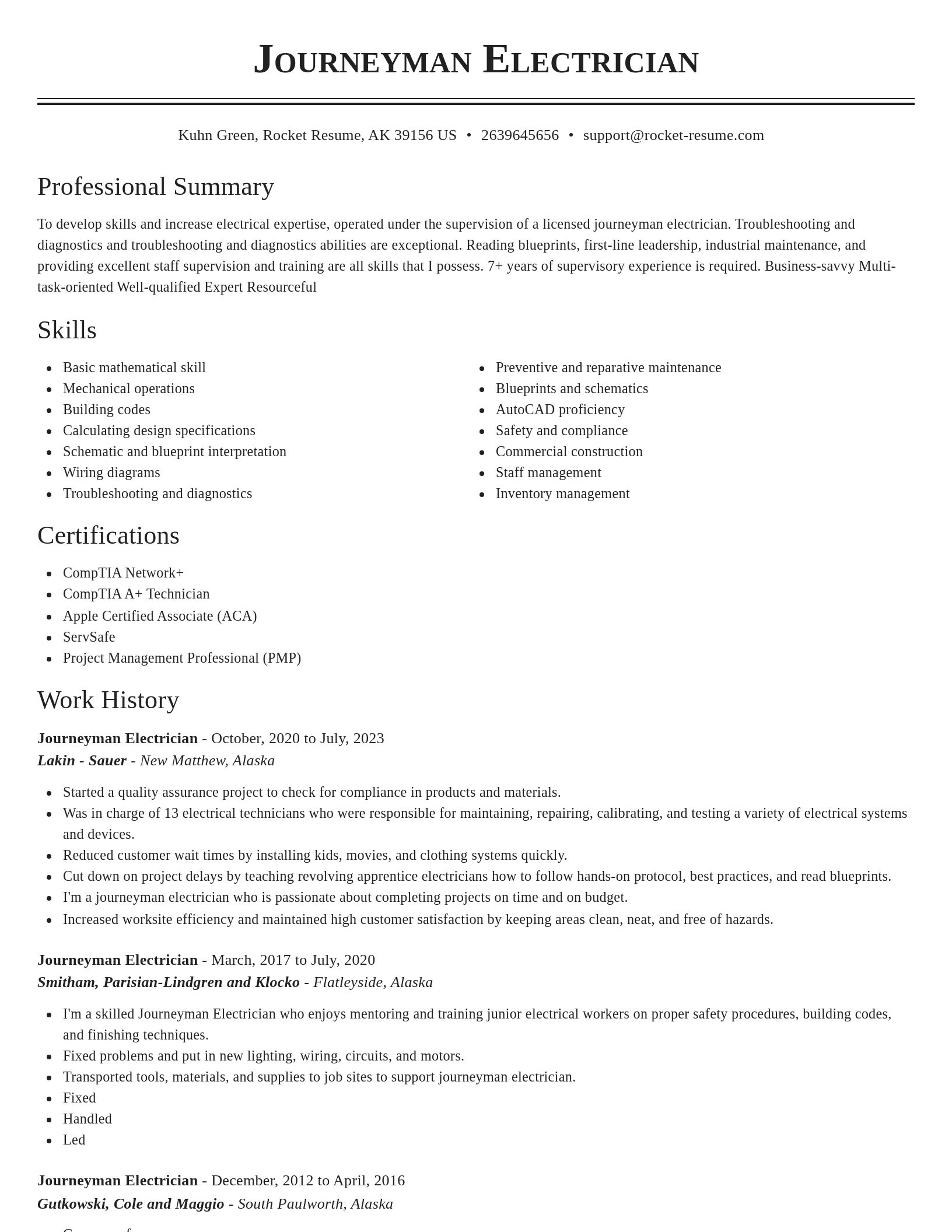 Classic resume template