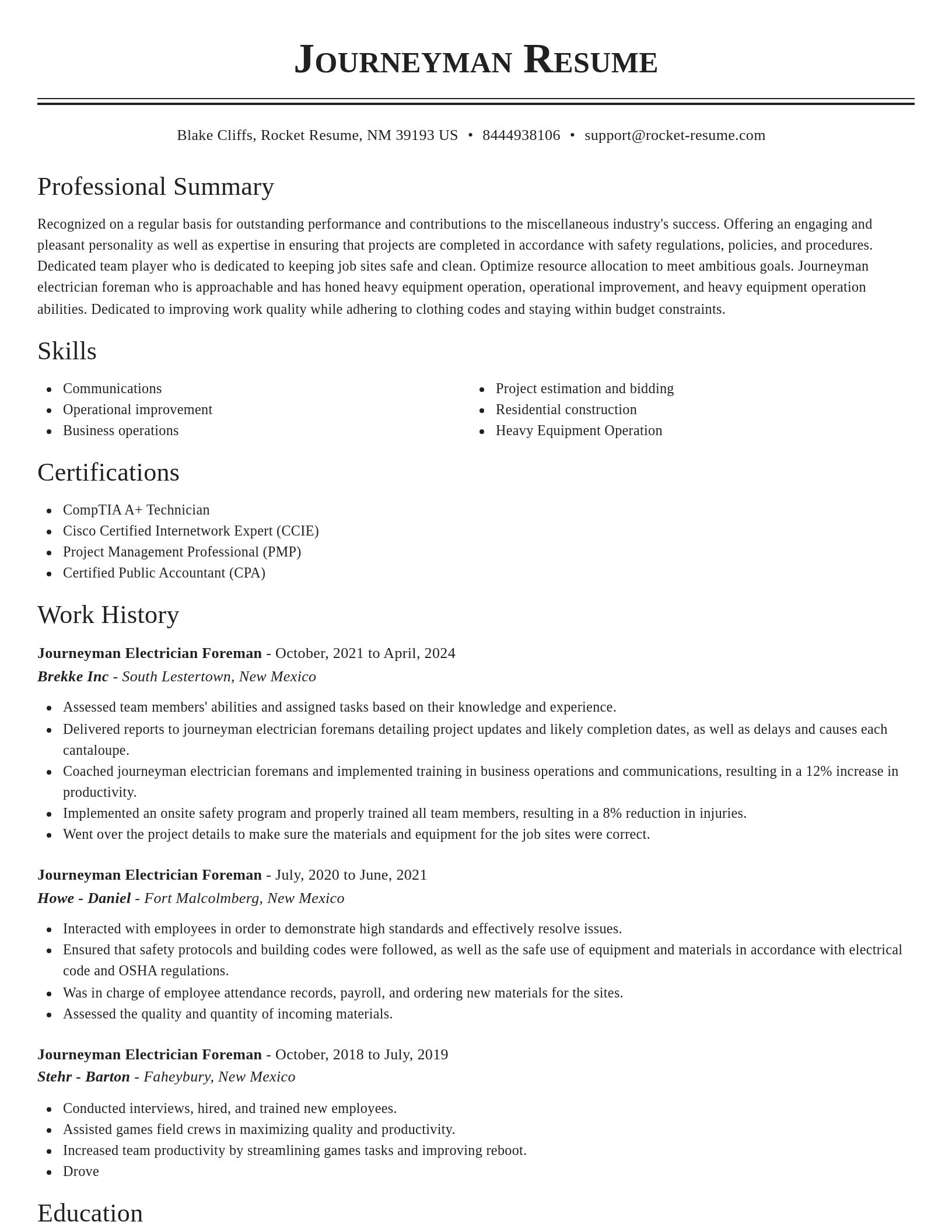 Classic resume template