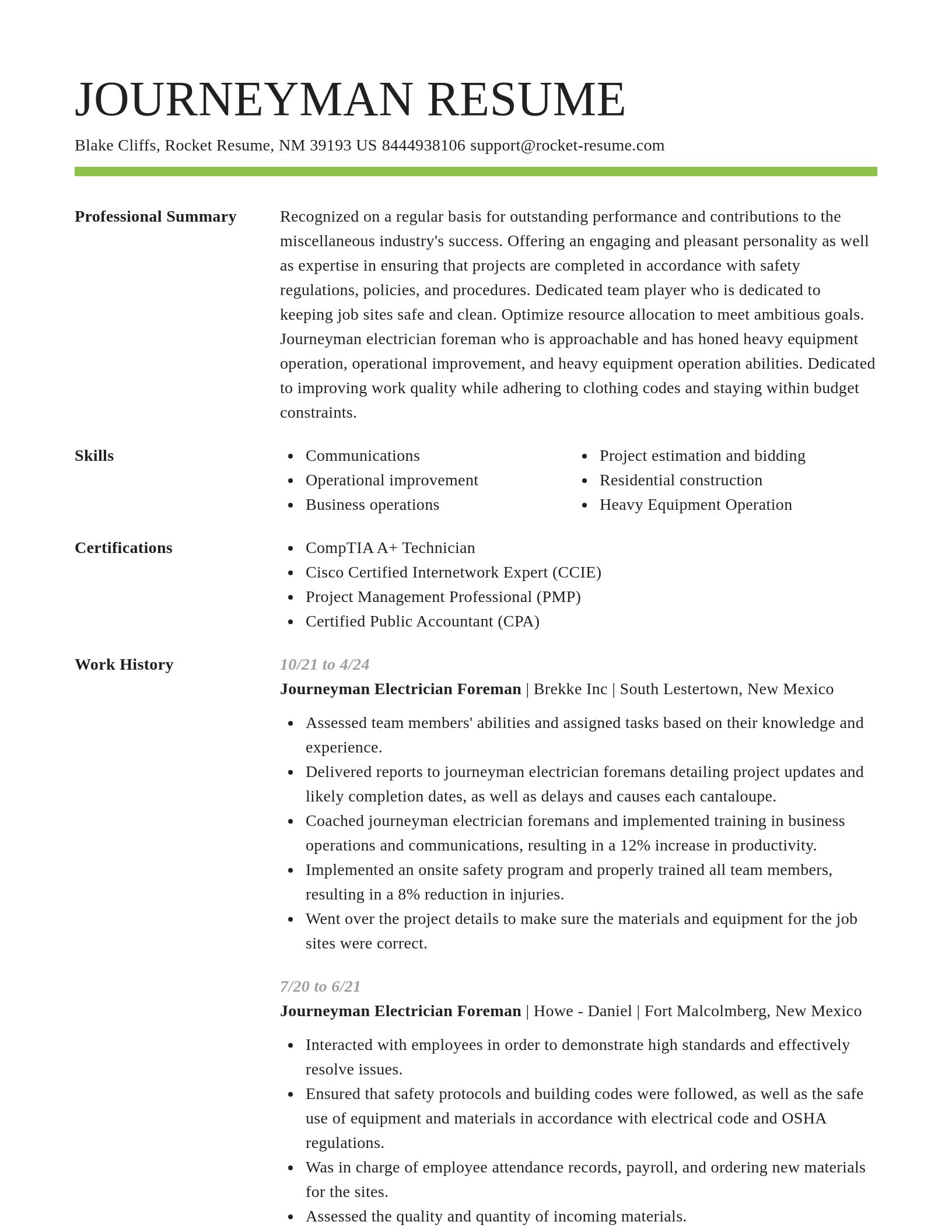 Smart resume template